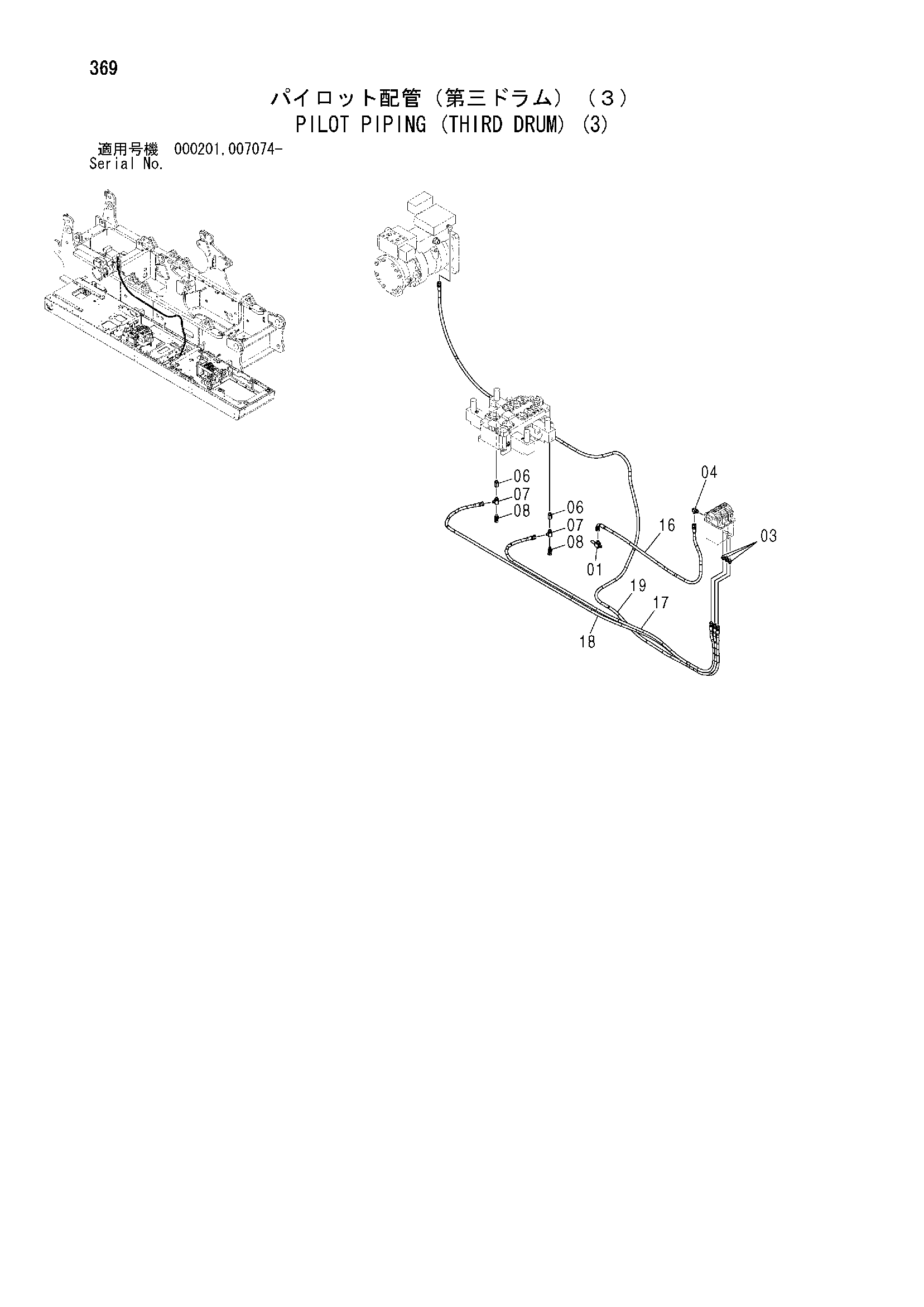 Схема Пилотные гидролинии (третий барабан) (3) HITACHI SCX900-2C3