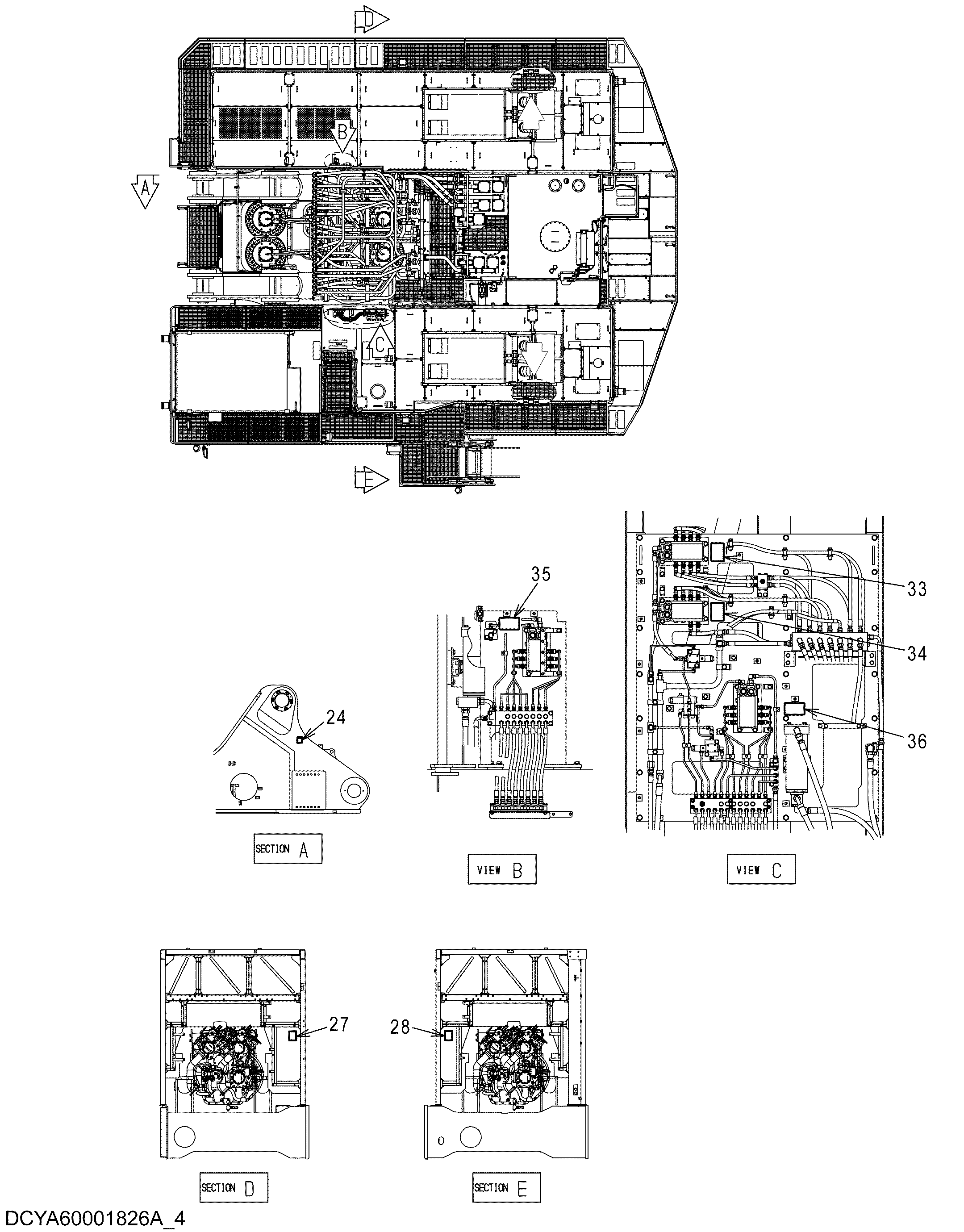 Схема Информационная табличка (английский)(4) HITACHI EX5600-6LD