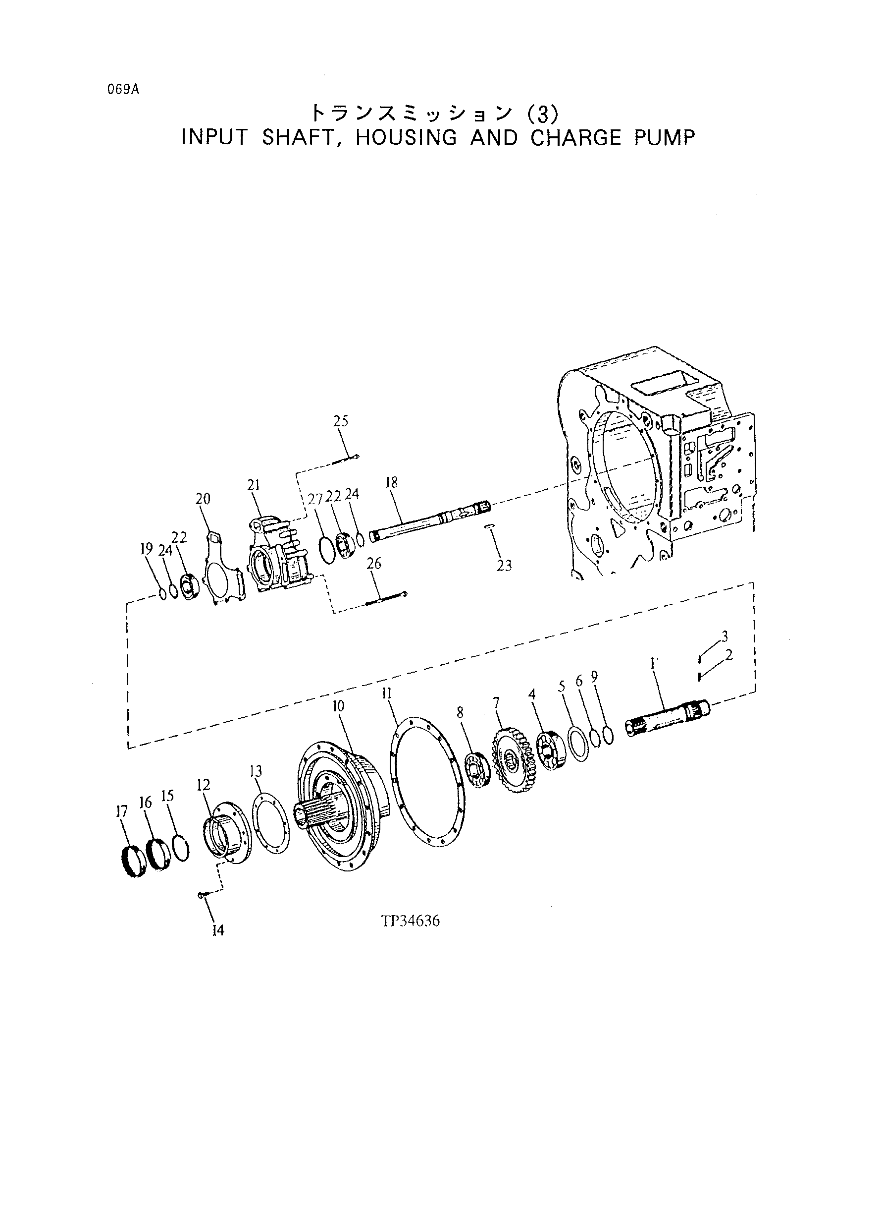Схема Вход вал, корпус и кхарге насос HITACHI LX120-2 JPN