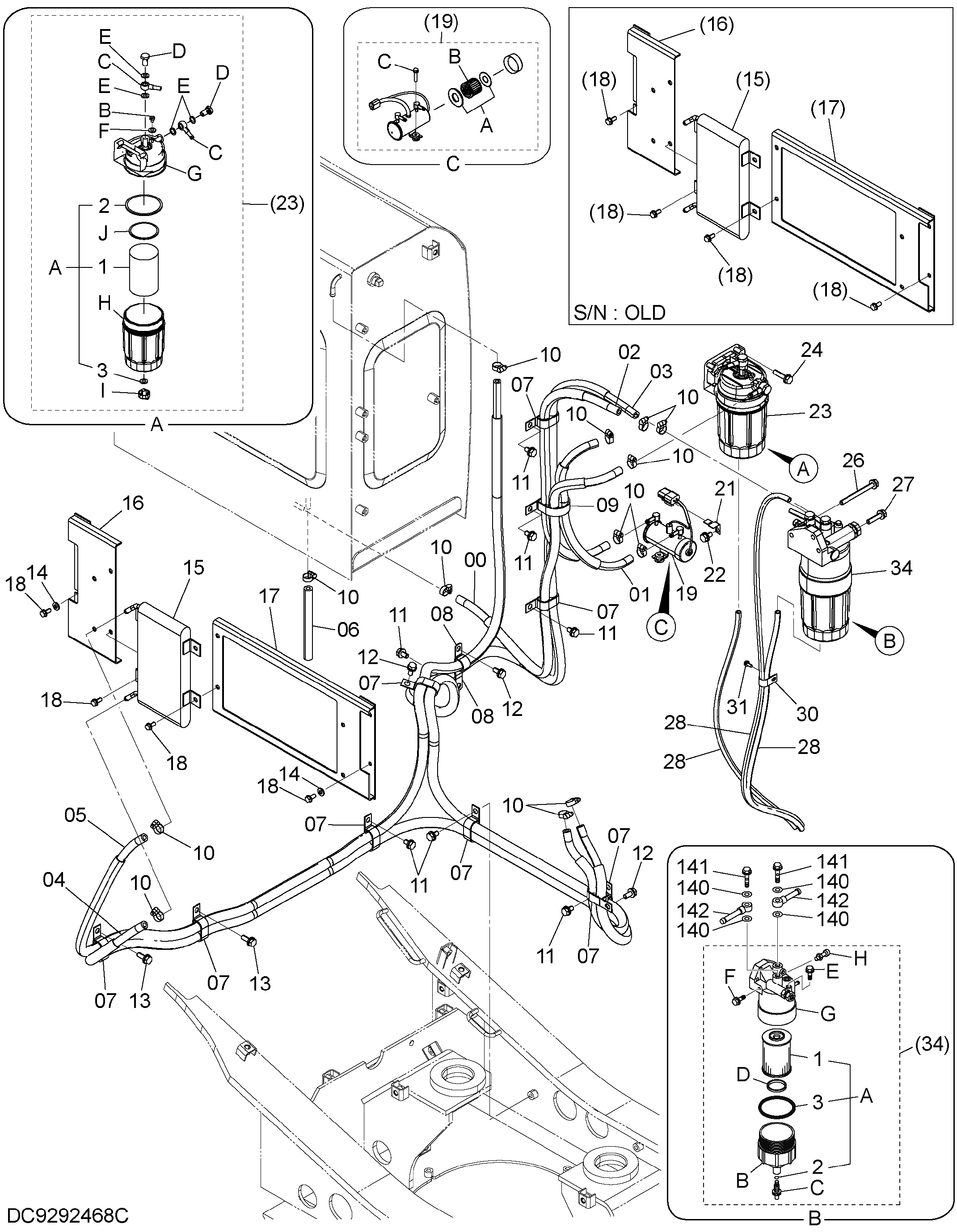 Схема Топливные трубопроводы HITACHI ZX145W-3