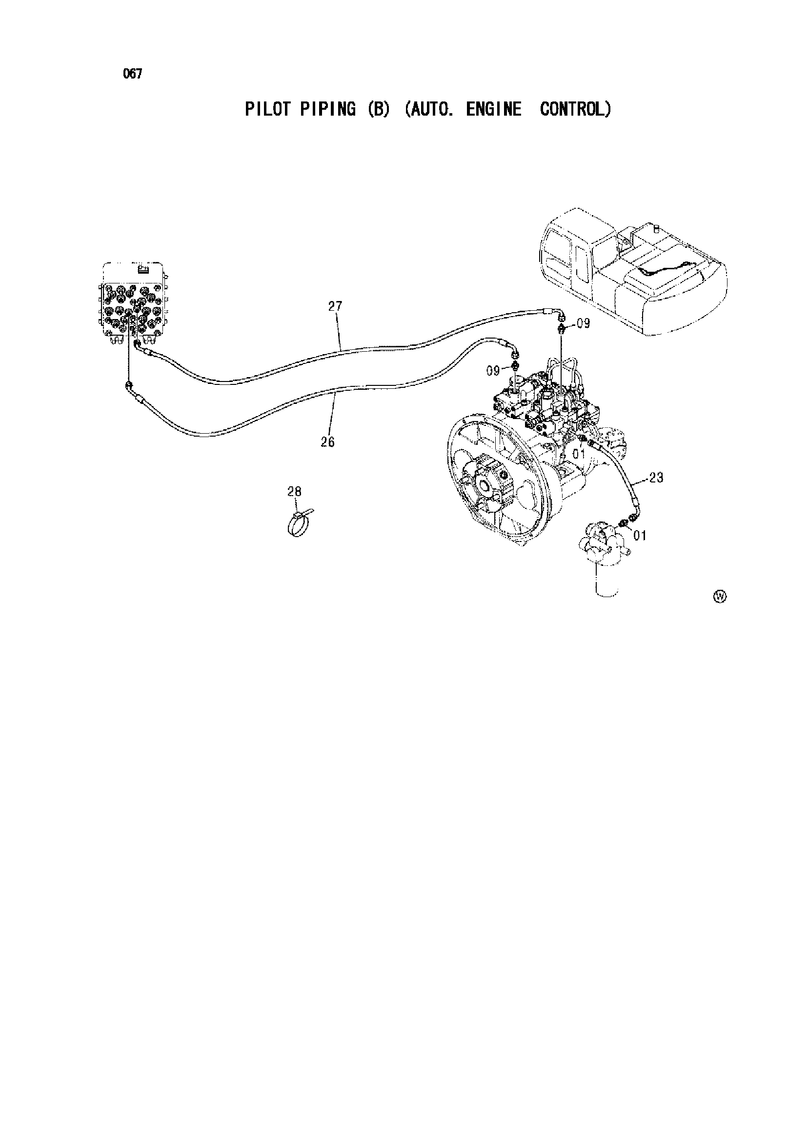 Схема PILOT PIPING (B) (AUTO. ENGINE CONTROL) HITACHI IZX210F