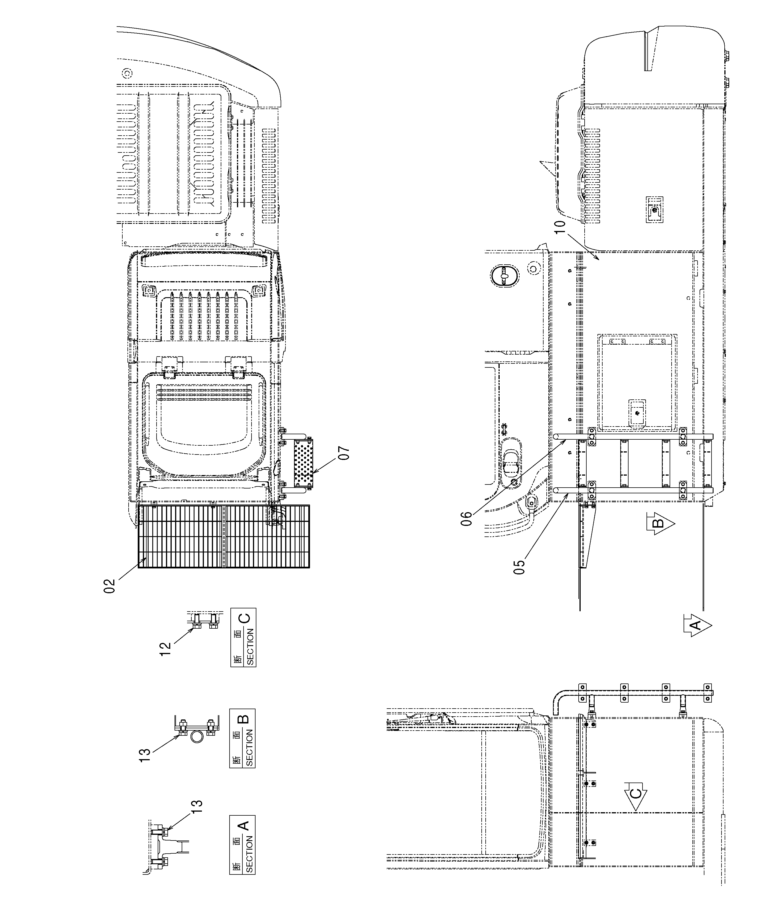 Схема Хигх-моунт кабина лестница (1.0m) HITACHI ZX330-3G