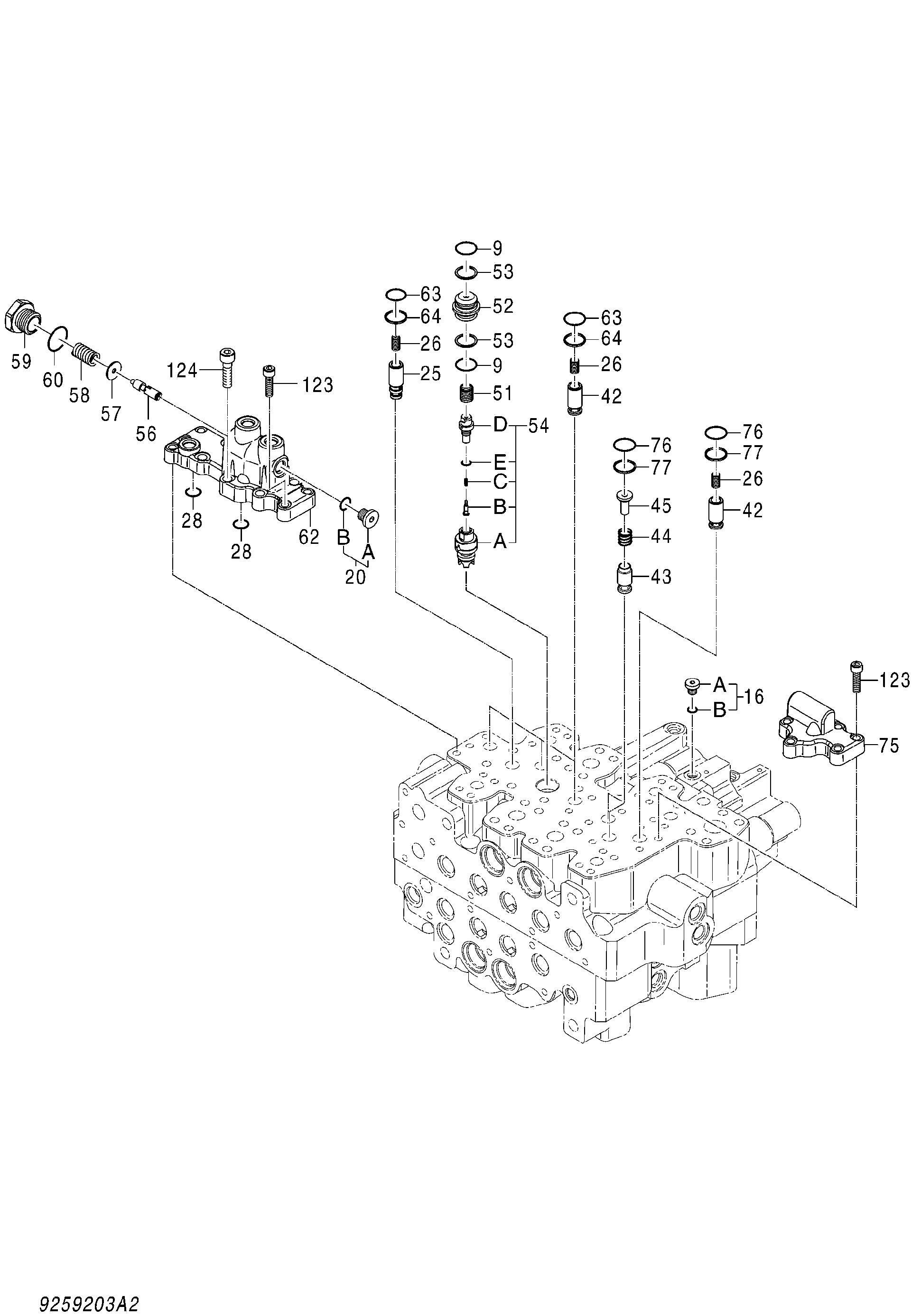 Схема Гидрораспределитель (2/8) HITACHI ZX145W-3-AMS