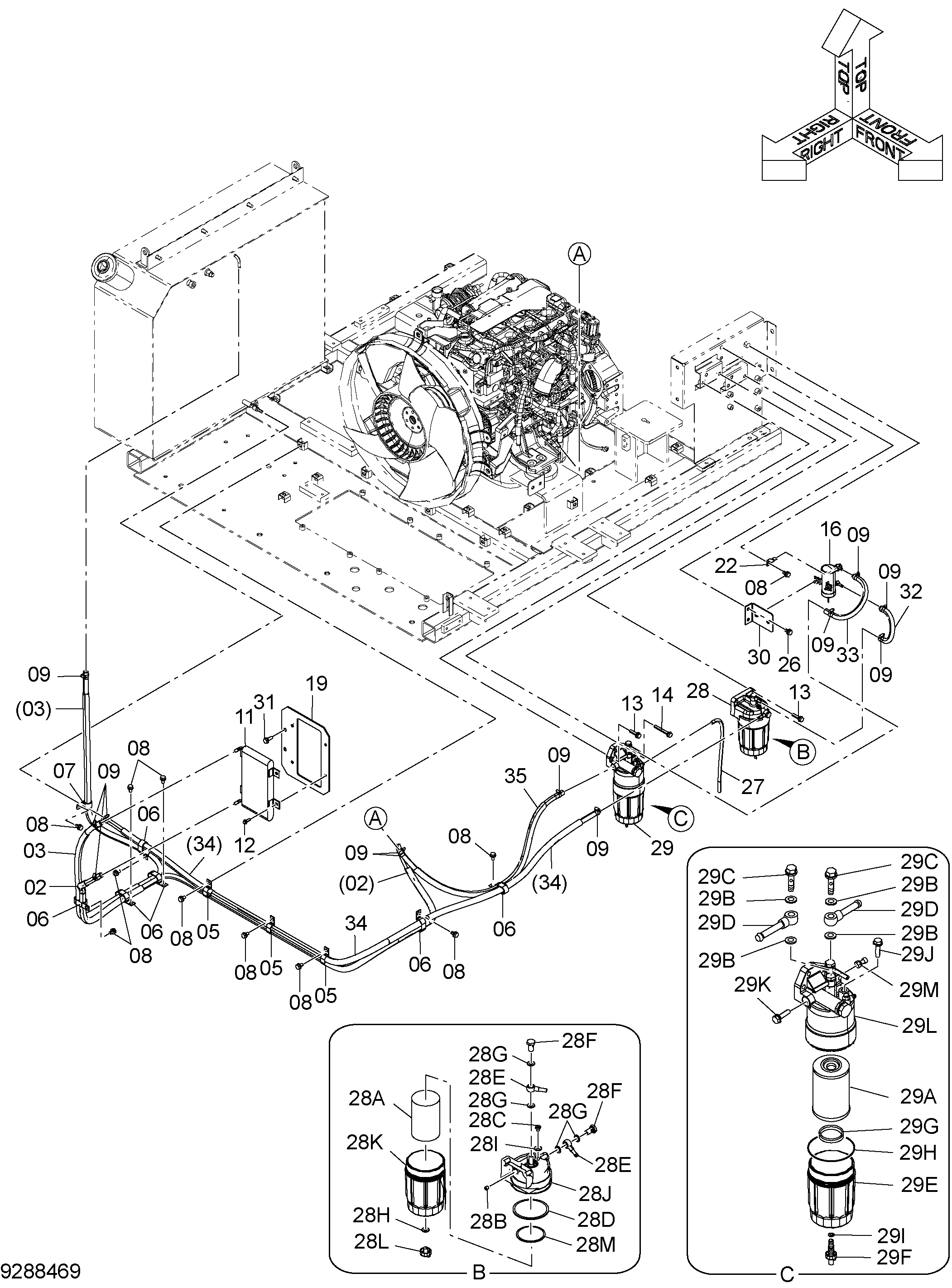 Схема Топливные трубопроводы HITACHI VR512-2