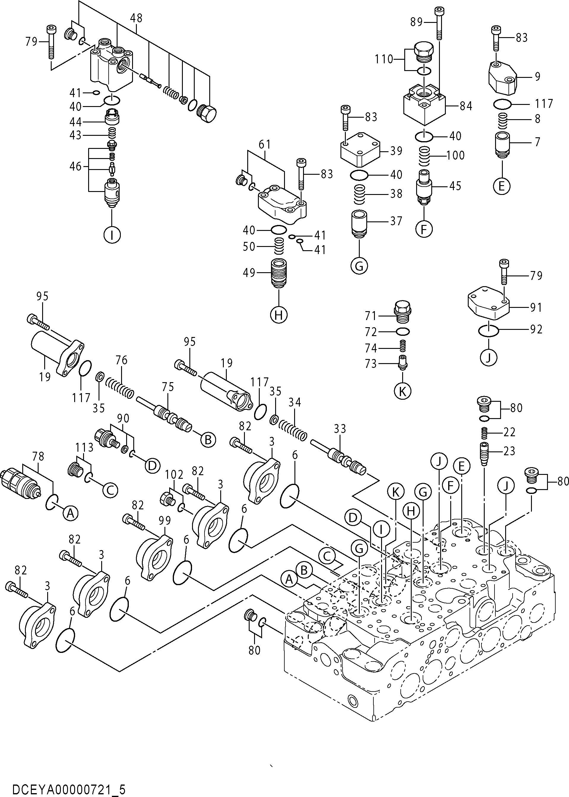 Схема Гидрораспределитель (5/5) HITACHI ZX280LC-5G