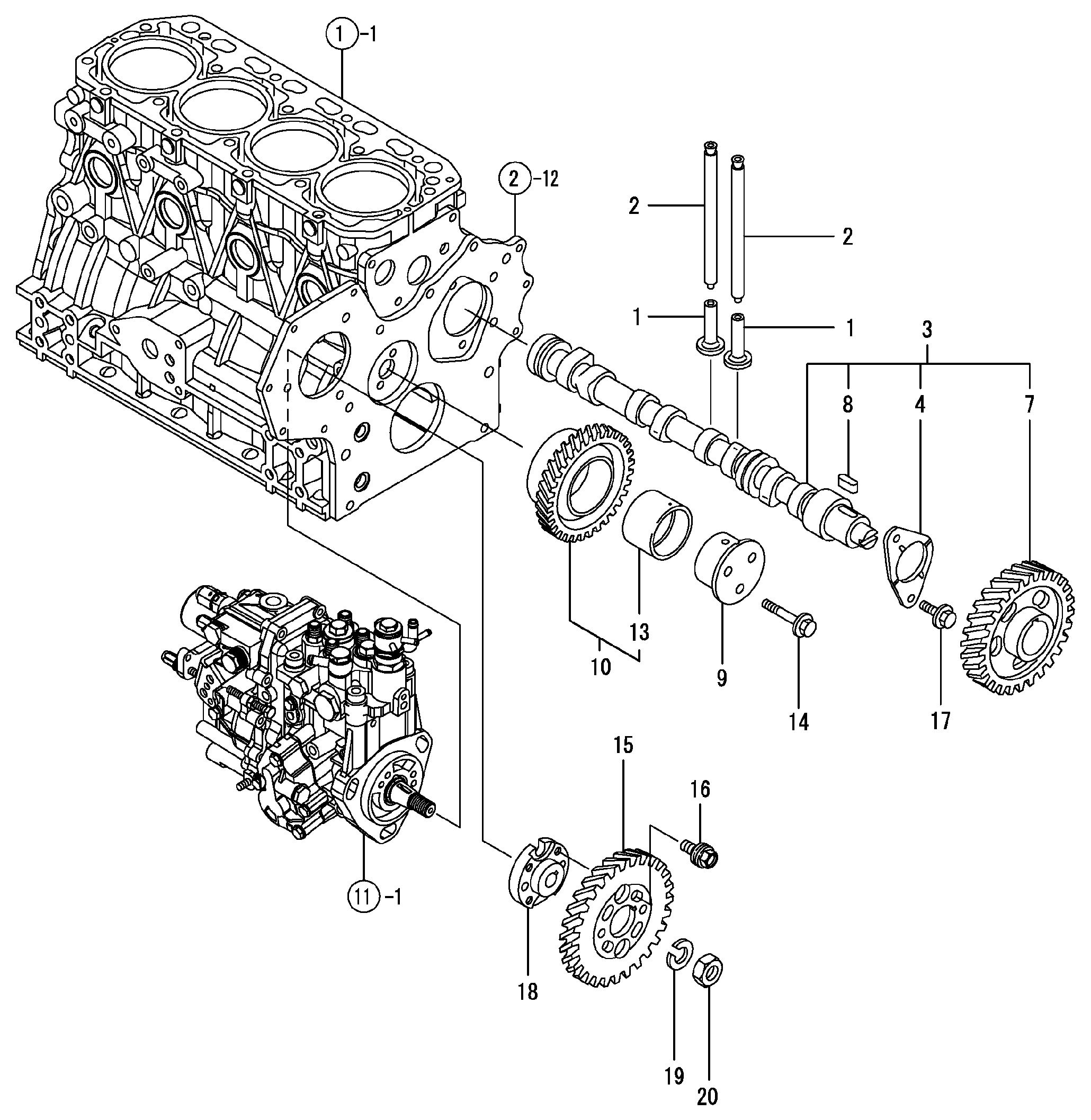 Схема Камсхафт, дривинг шестерня HITACHI ZX40U-2U