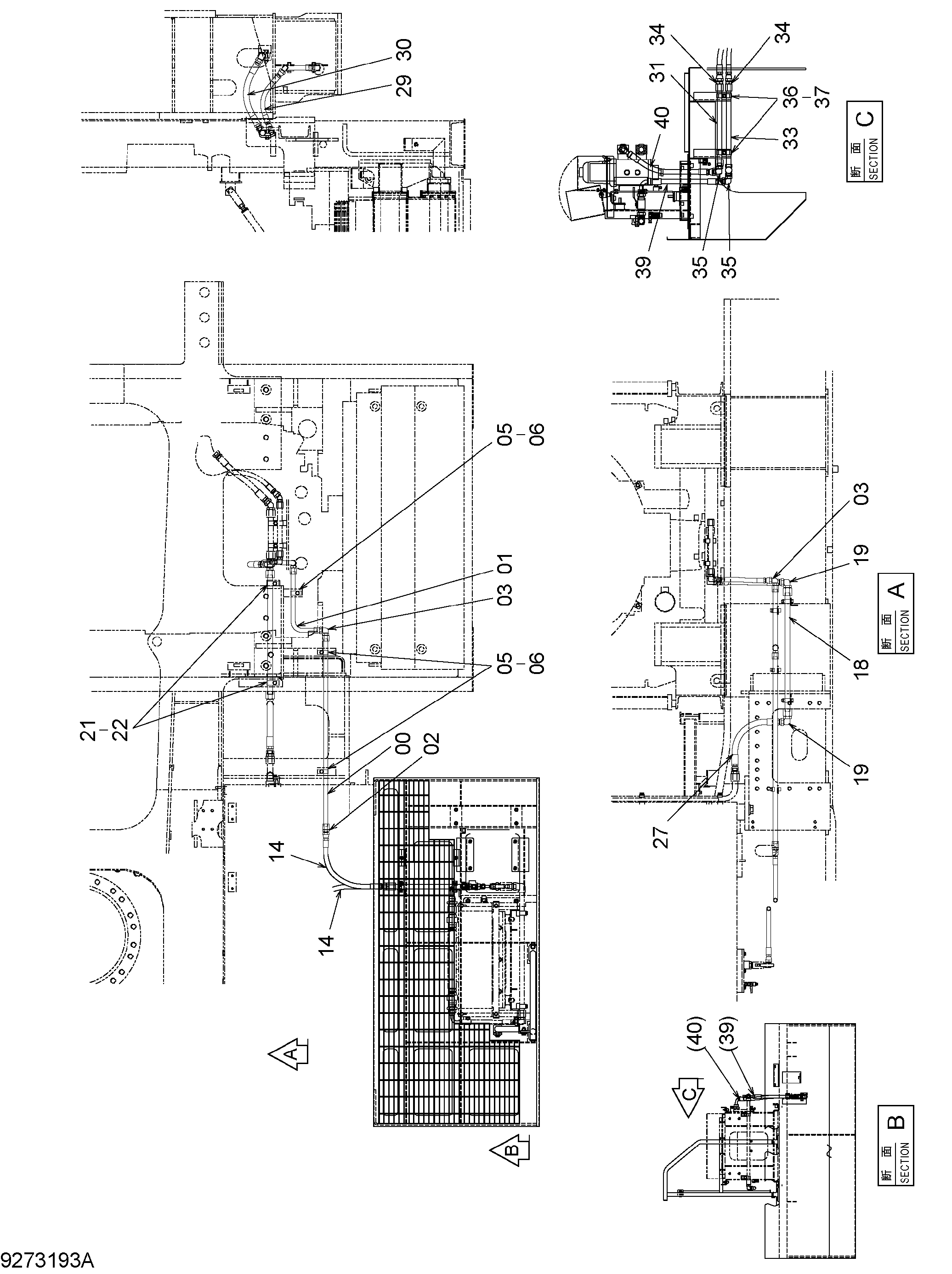 Схема Топливные трубопроводы (рама) HITACHI EX1900-6