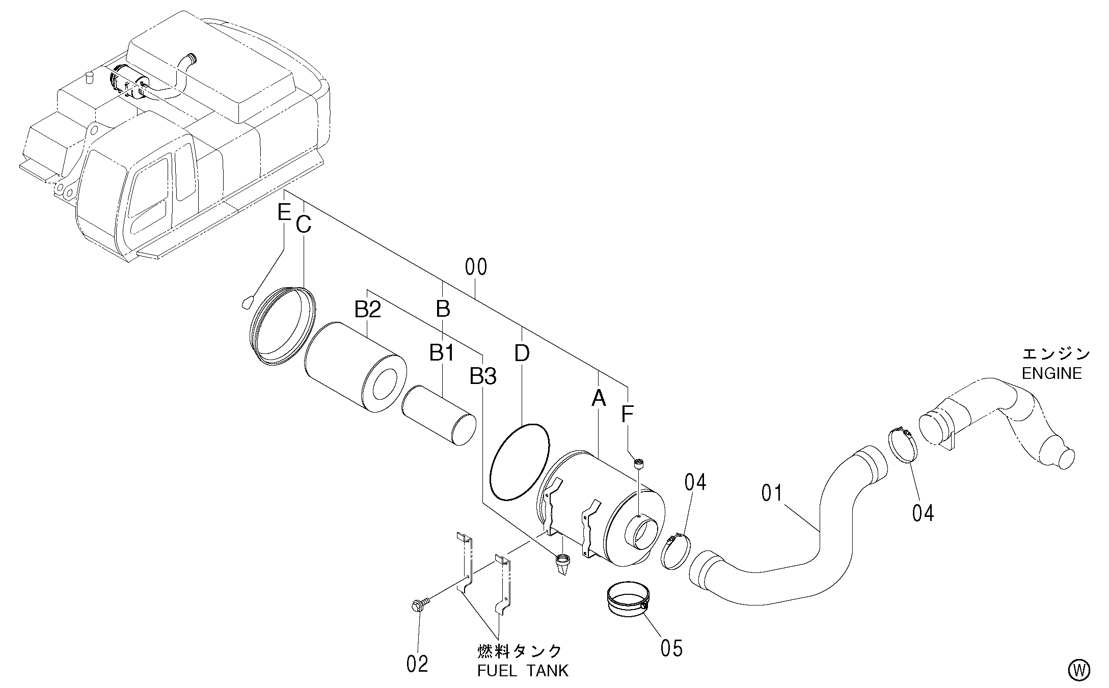 Схема Воздушный фильтр <450, H, MT, MTH> HITACHI ZX480MTH
