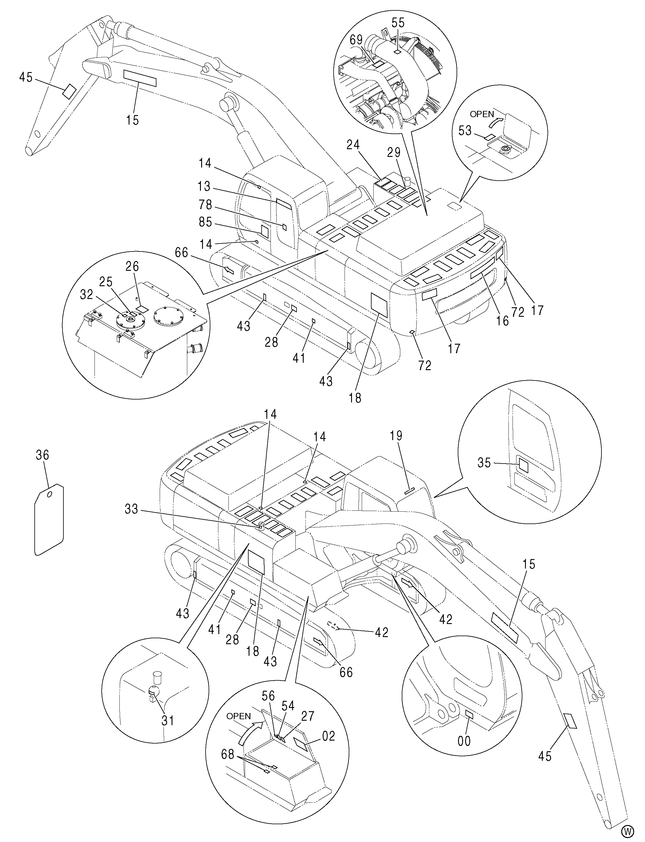 Схема Информационная табличка (2)<460> HITACHI ZX480MTH