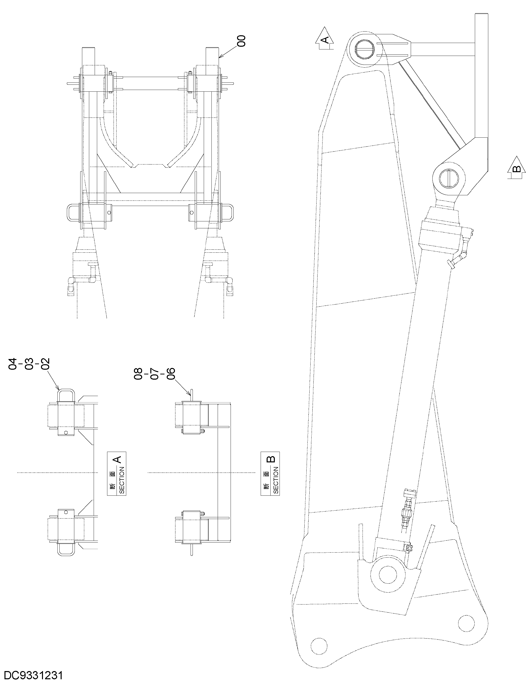 Схема Стойка (нижний стрела) HITACHI ZX1800K-3