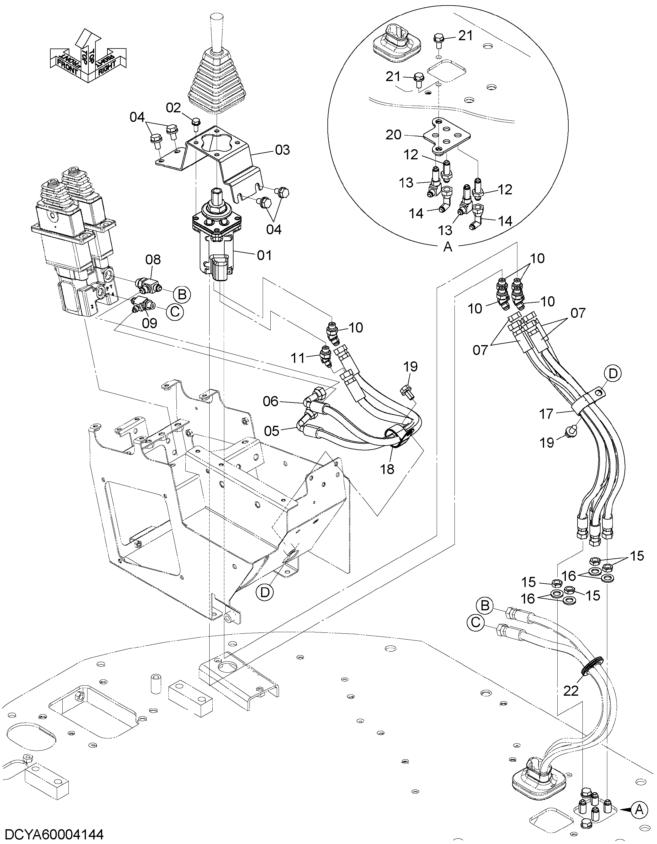 Схема Пилотные гидролинии (палец рычаг)(AP4) HITACHI ZW250-5B