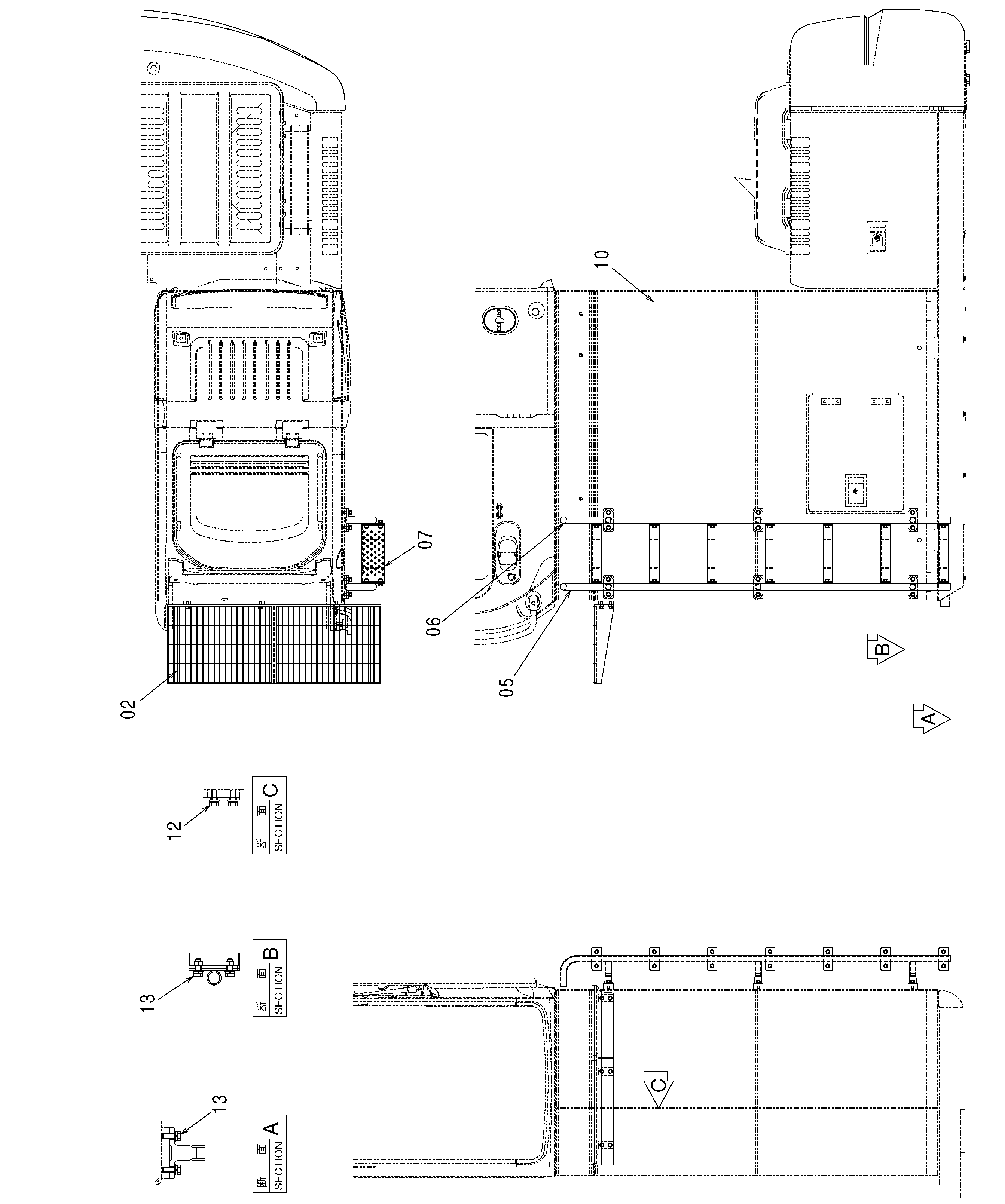 Схема Хигх-моунт кабина лестница (2.0m) HITACHI ZX330-3G