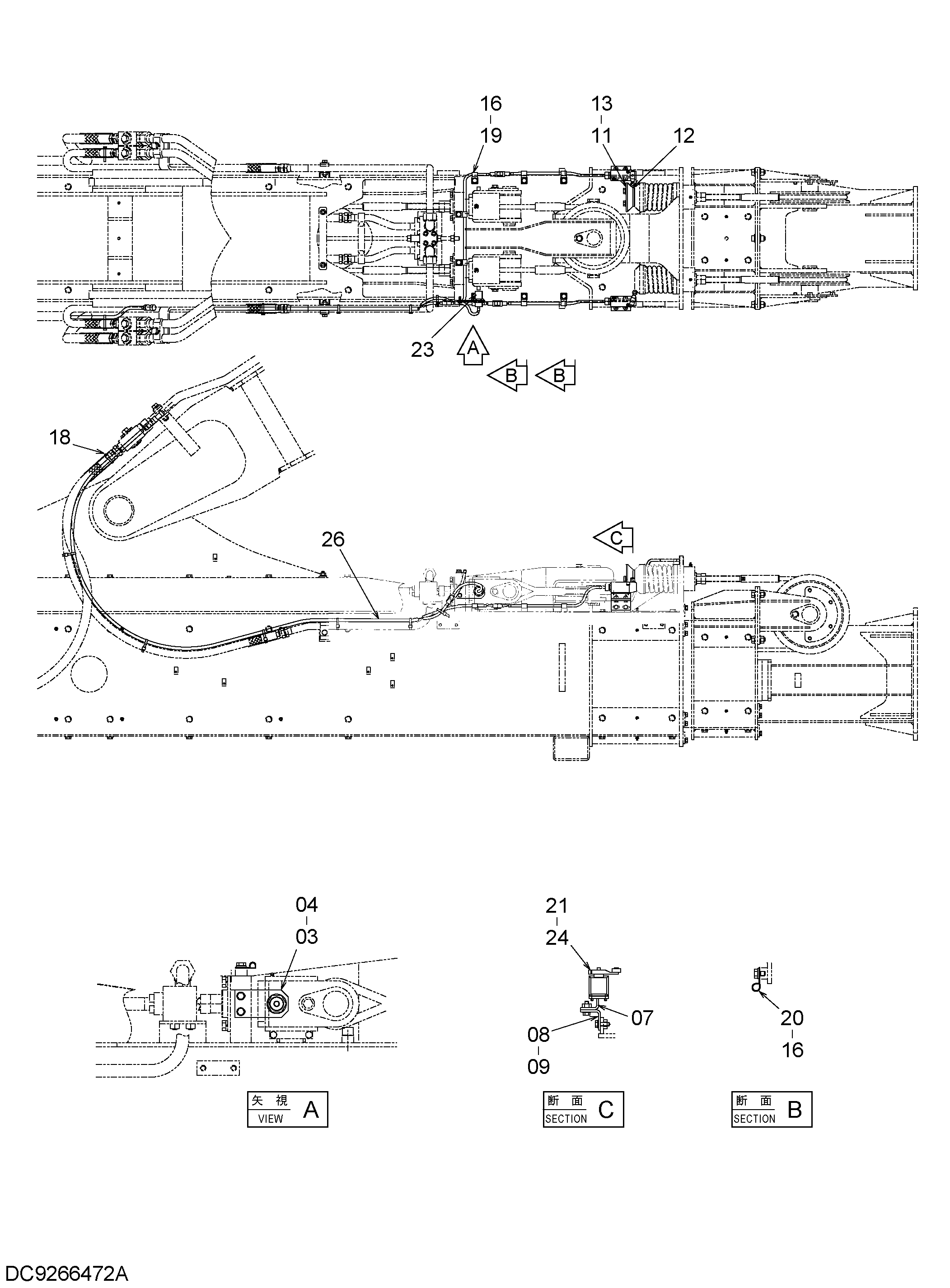Схема Канат мотион сигнализация (телескопик рукоять) HITACHI ZX350LC-5B