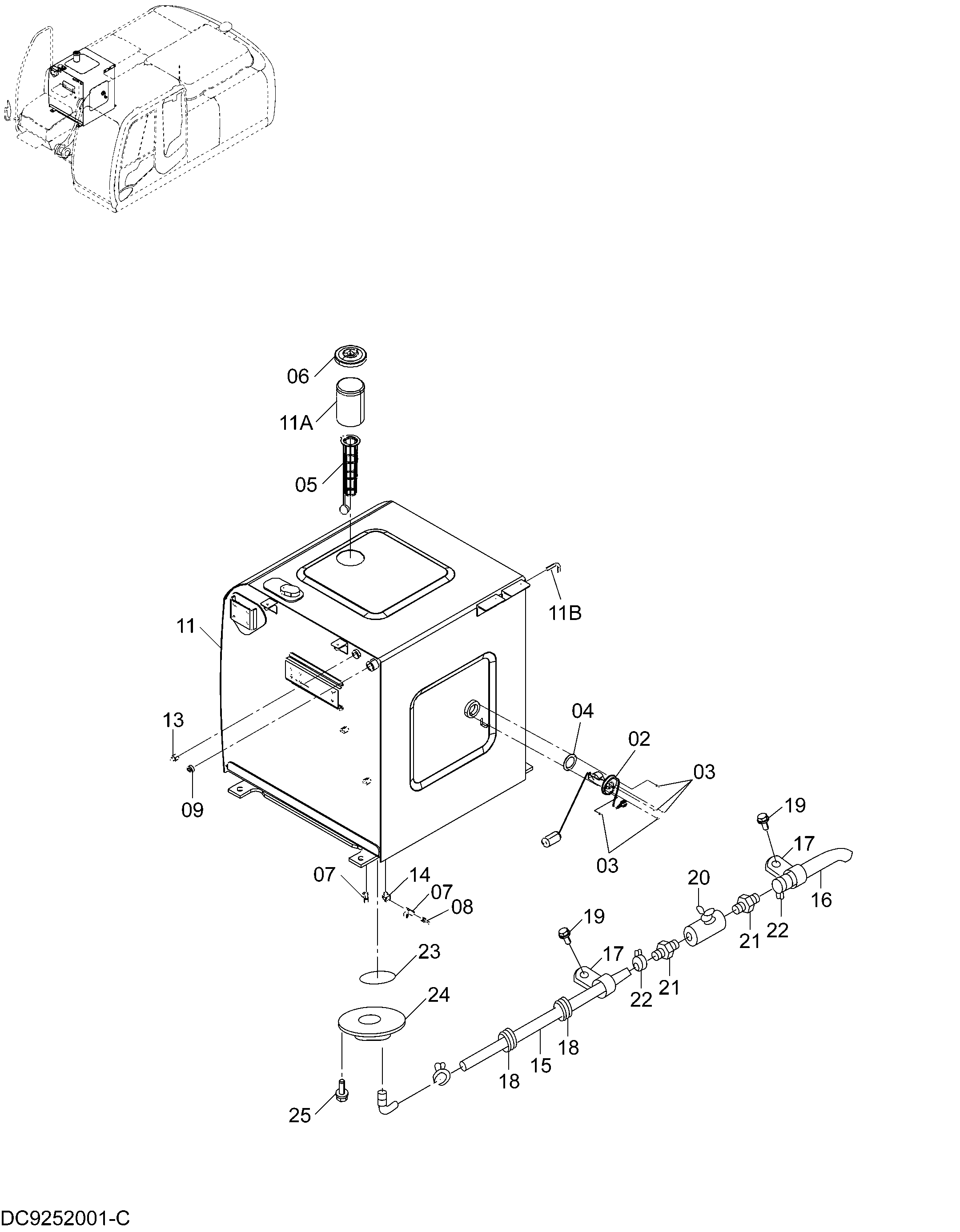 Схема Топливный бак HITACHI ZX250H-3-HCMC