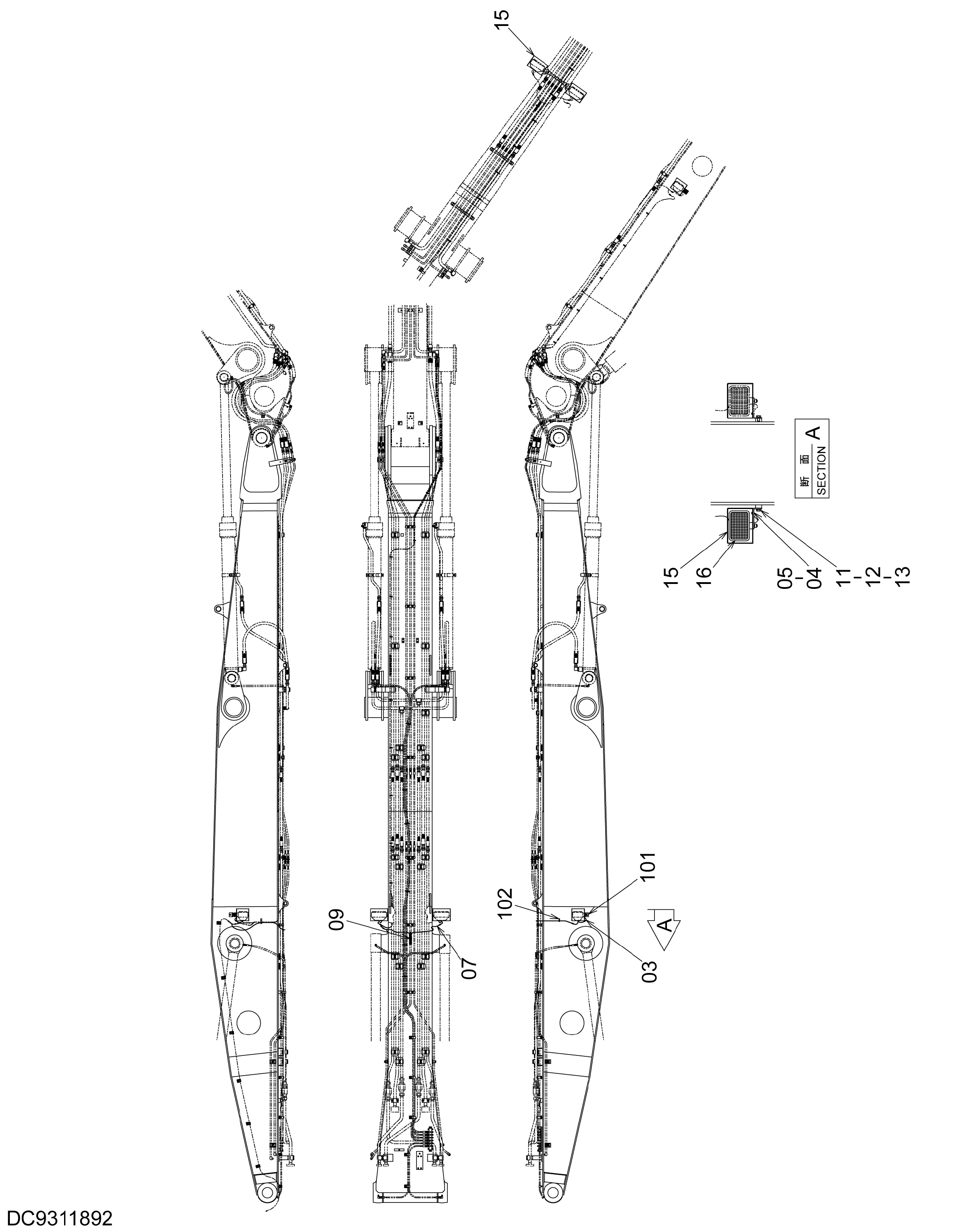 Схема Передний освещение детали HITACHI ZX470LCH-5B