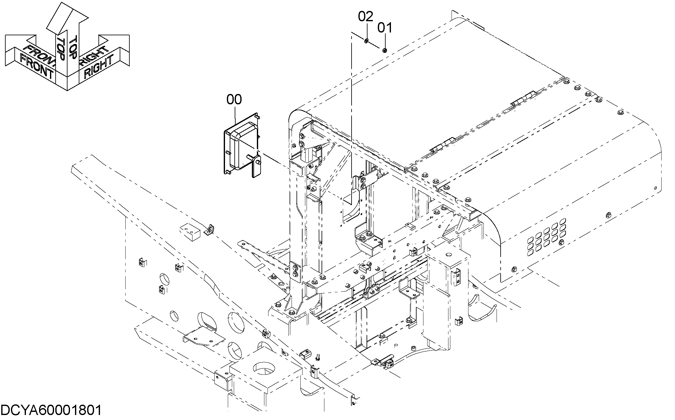 Схема Дверь блокировка (крышка двигателя) HITACHI ZX870LC-5B