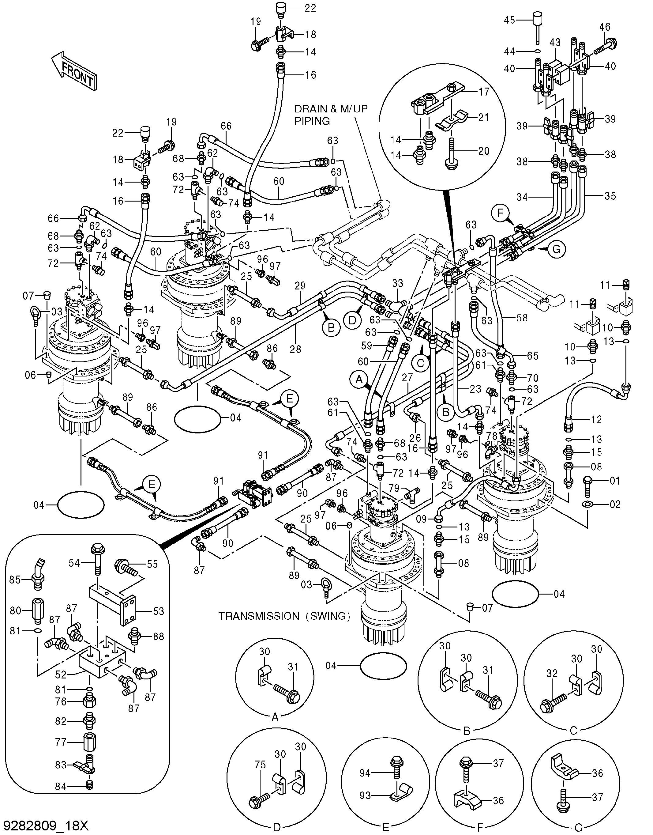 Схема Механизм поворота HITACHI EX5600-6BH