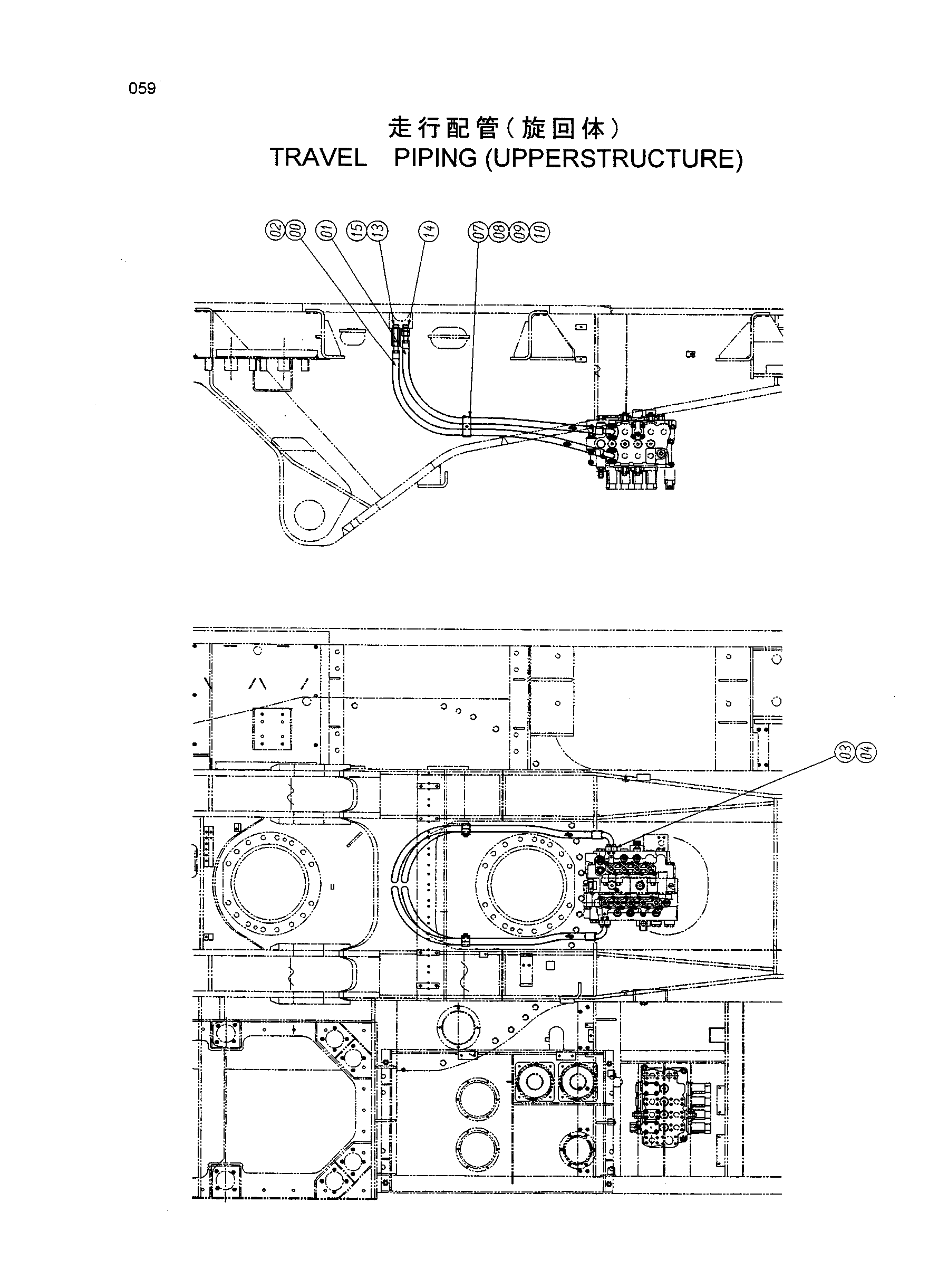 Схема Гидролинии хода (верхняя платформа) HITACHI EX1200-5