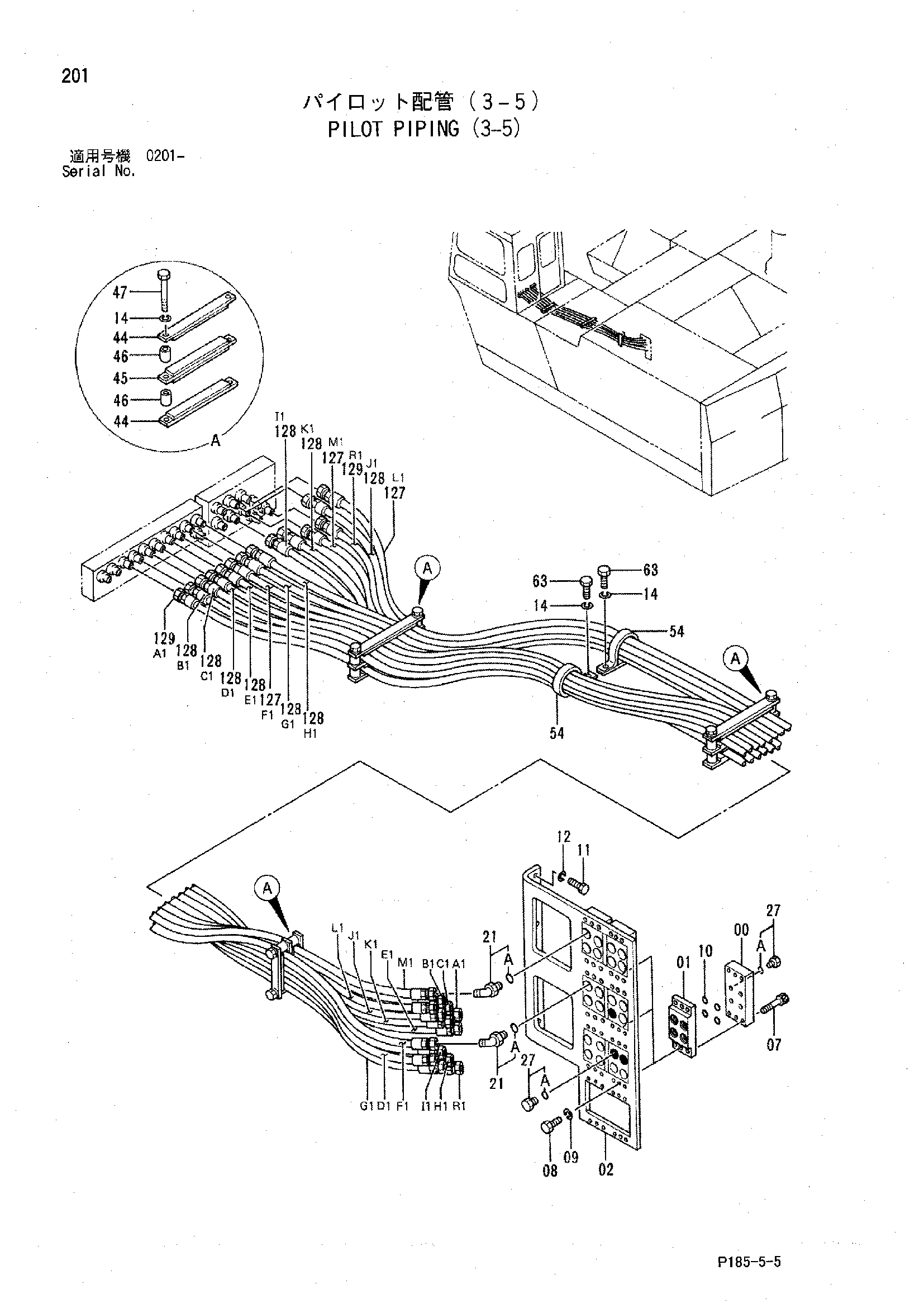 Схема Пилотные гидролинии (3-5) HITACHI EX3500