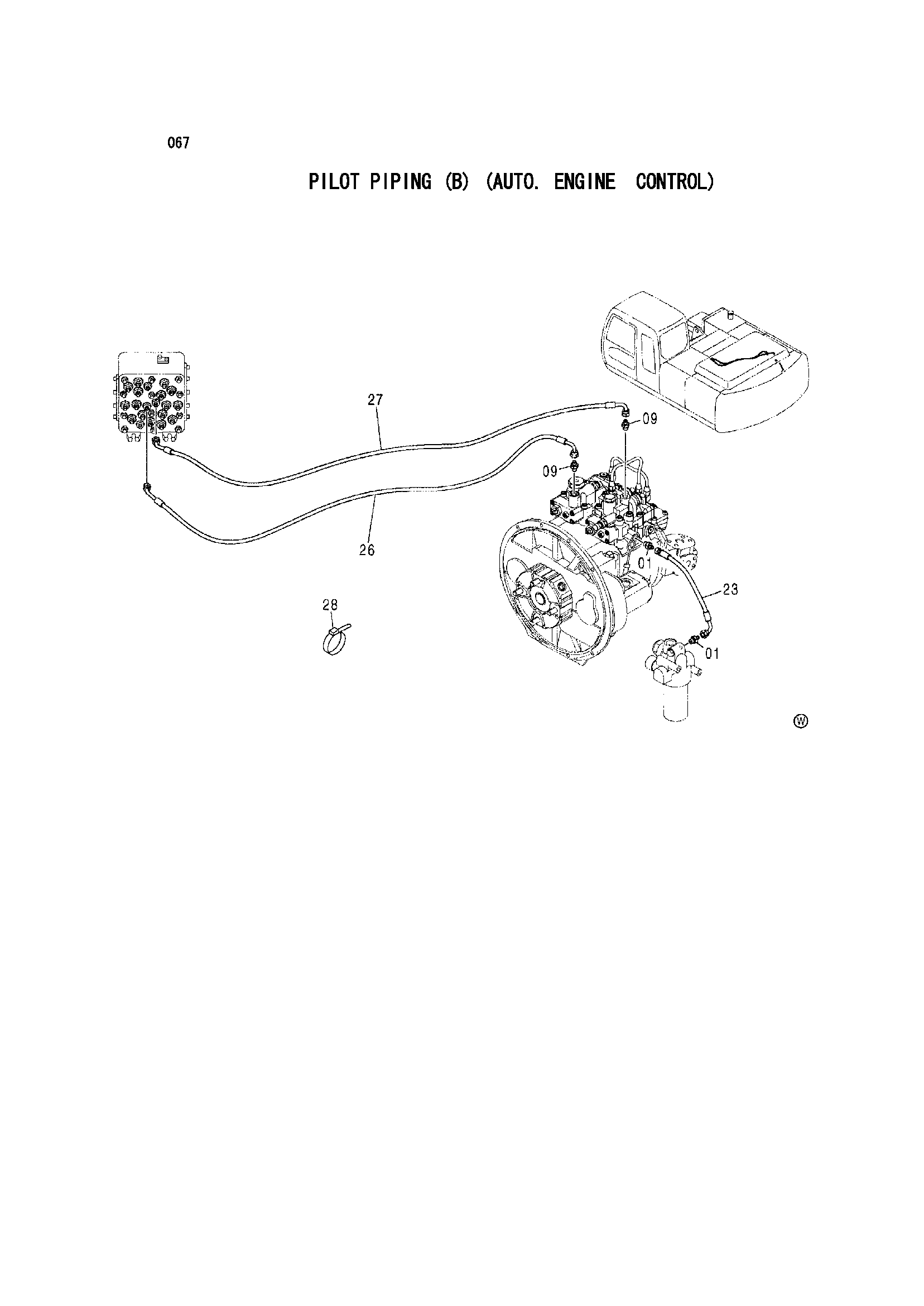 Схема PILOT PIPING (B) (AUTO. ENGINE CONTROL) HITACHI IZX210MF