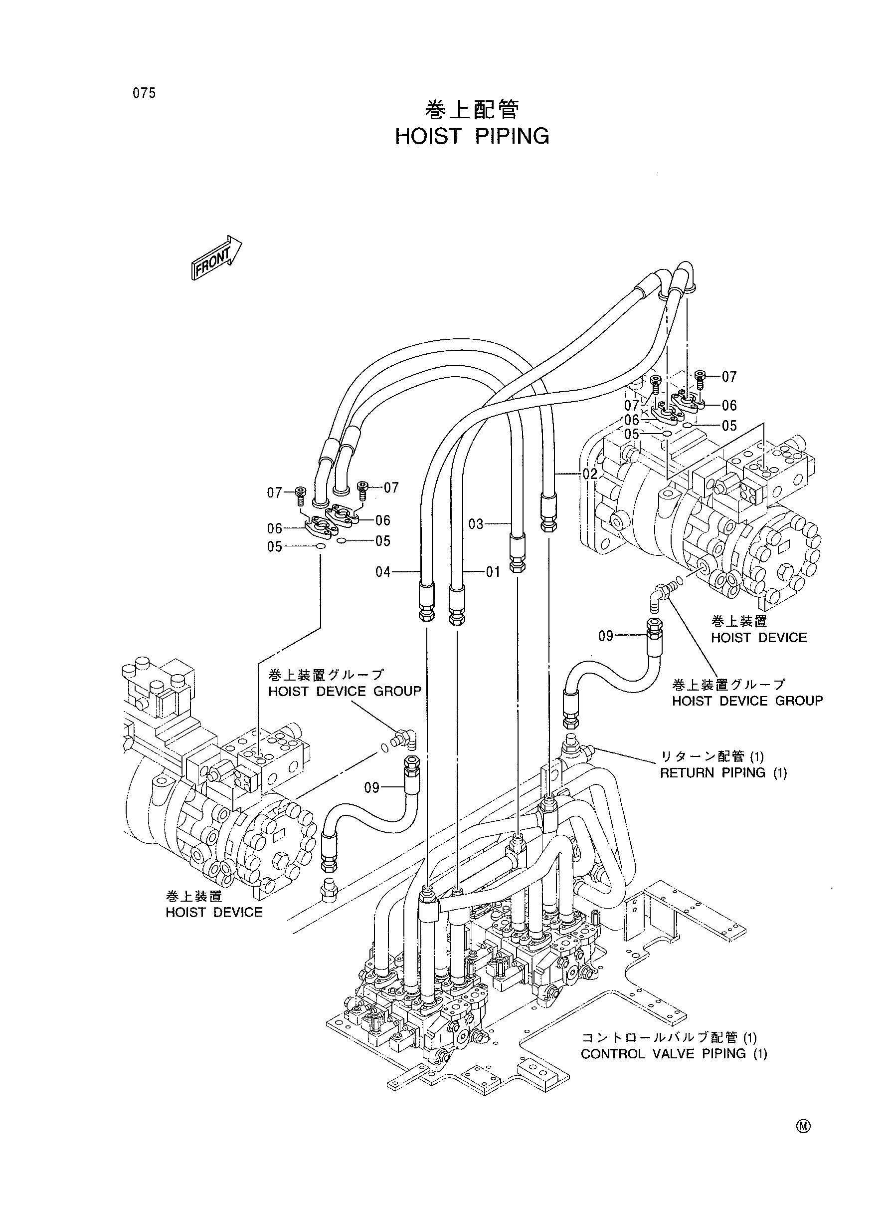 Схема Подъёмный механизм трубопроводы HITACHI CX900HD