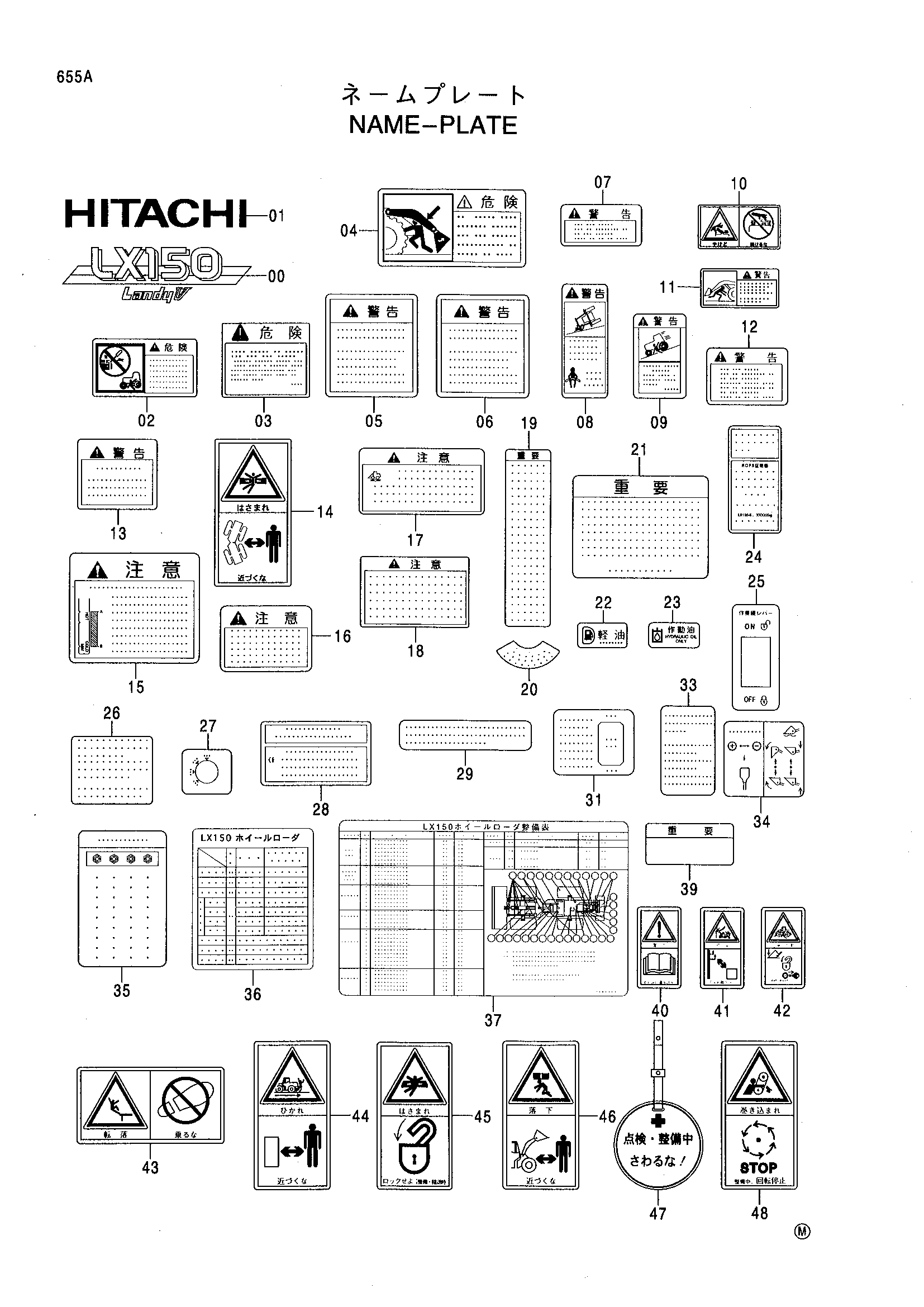 Схема Информационная табличка HITACHI LX150-5