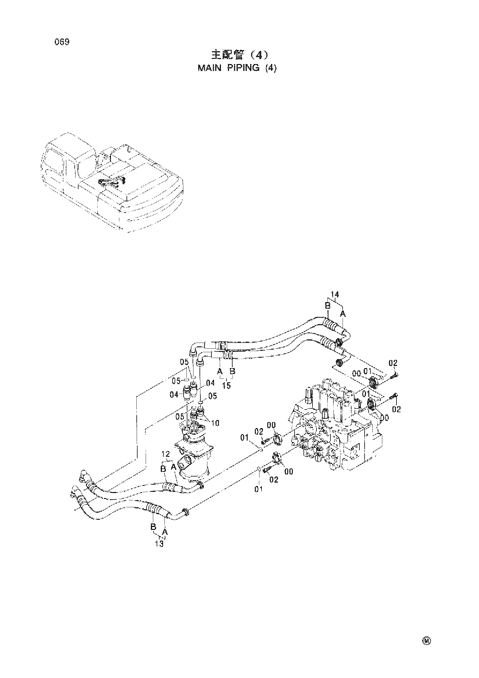 Схема Основные гидролинии (4) HITACHI ZX230-HHE