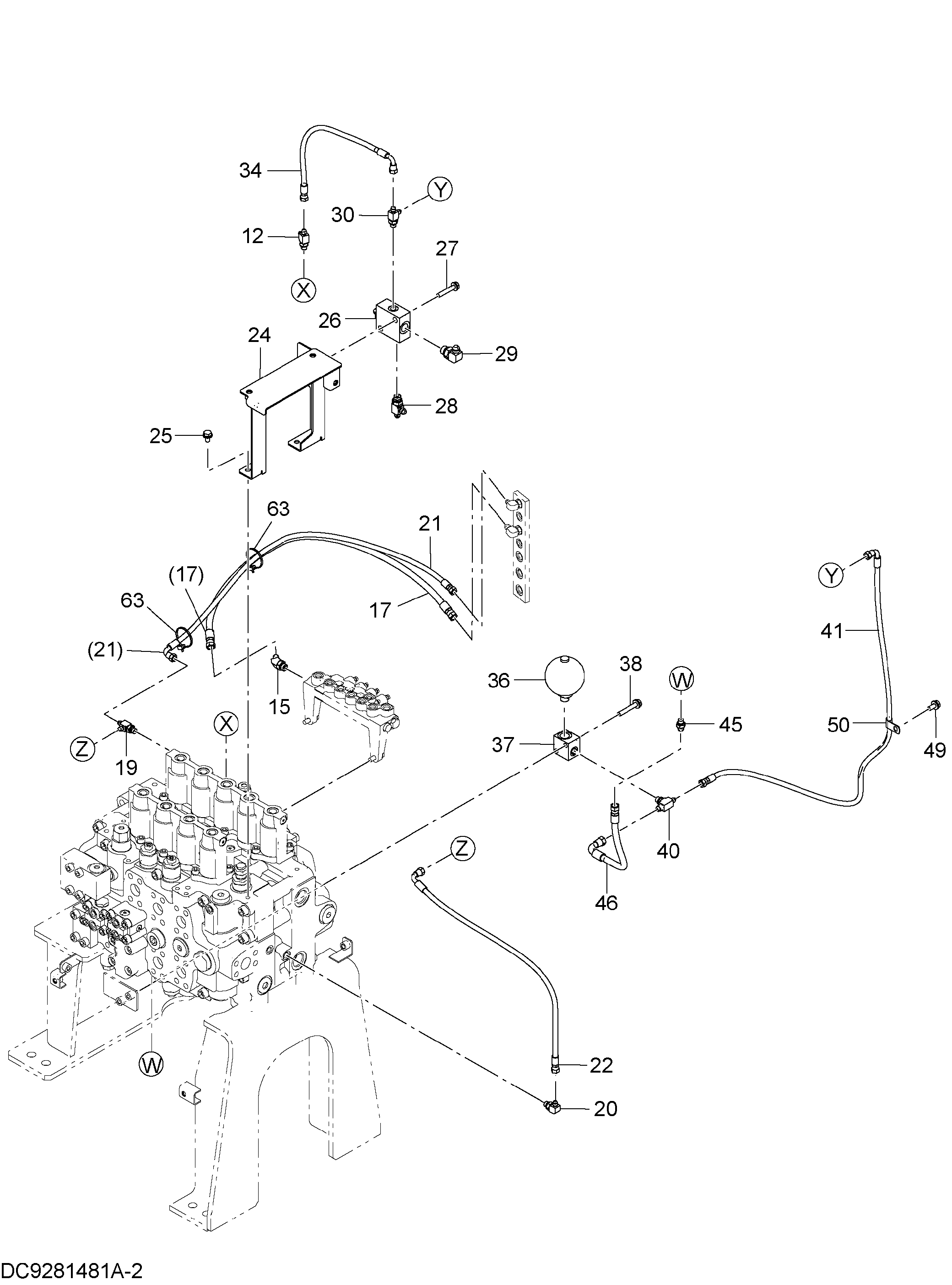 Схема Пилотные гидролинии (3-2) HITACHI ZX1800K-3