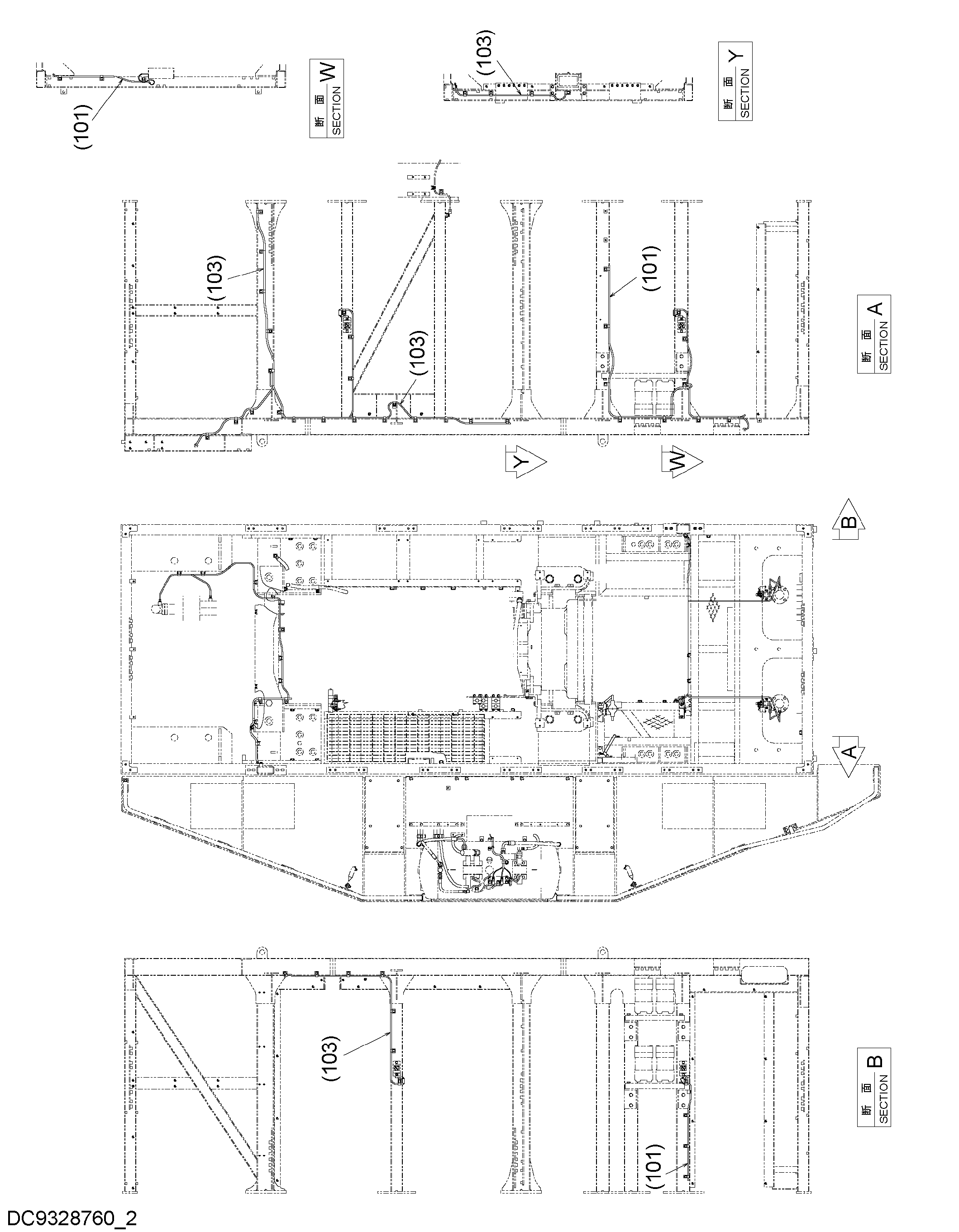 Схема Электрооборудование (1-2)(двигатель) HITACHI EX2600-6BH