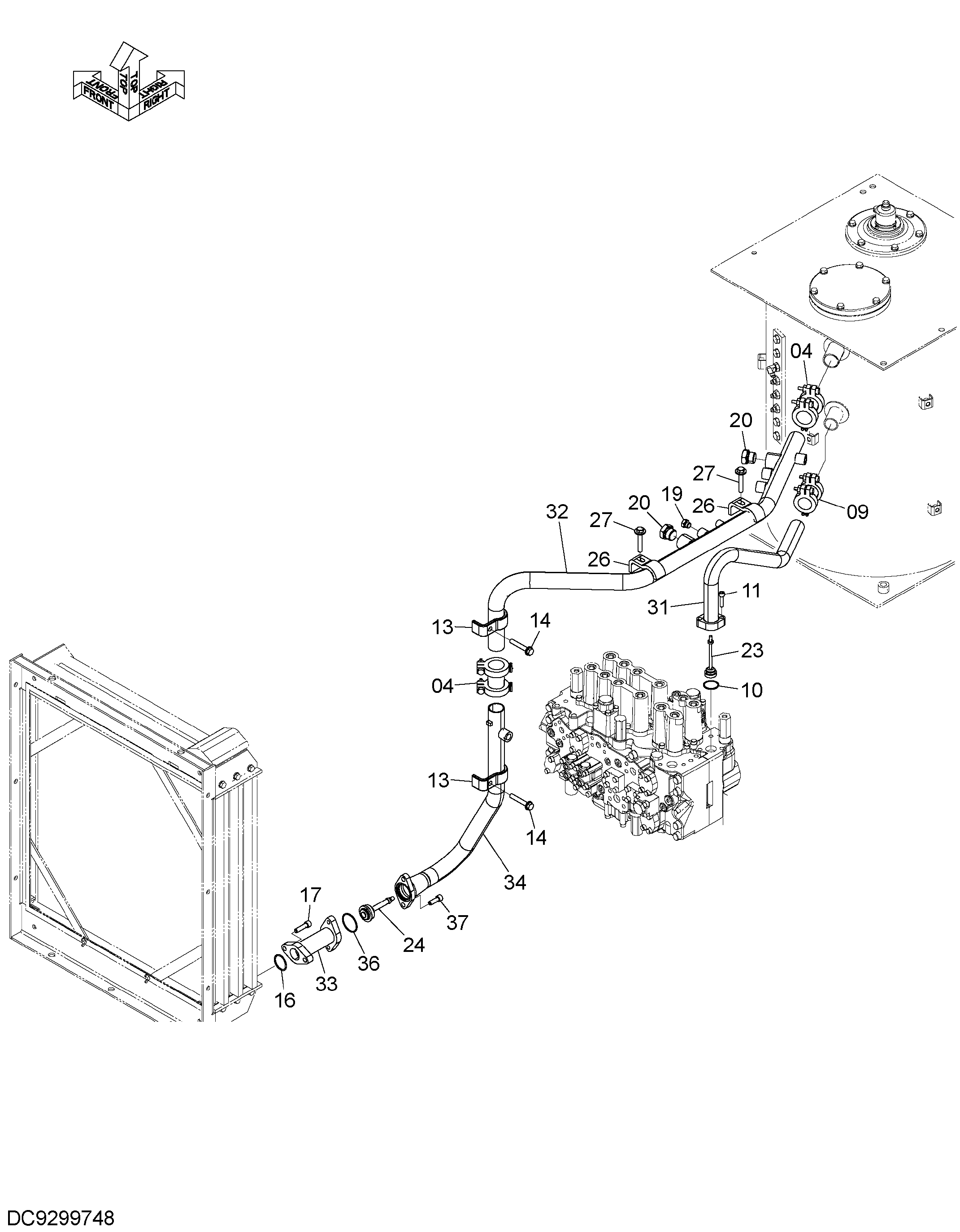 Схема Обратные трубопроводы (1) HITACHI ZX350LCN-5B