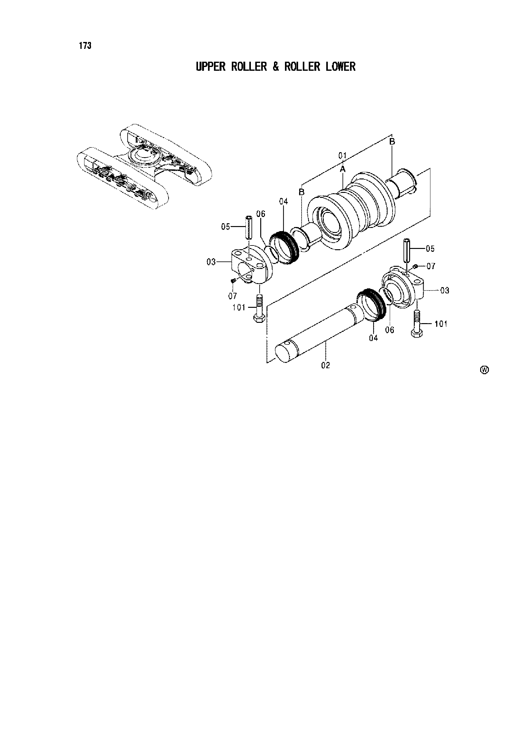 Схема Поддерживающий каток и каток нижний HITACHI IZX210F