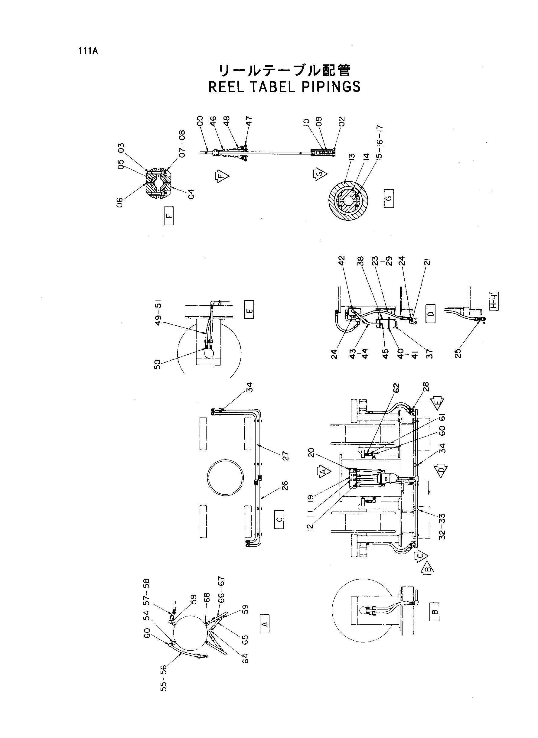 Схема Реел табел трубопроводы HITACHI HE6010B
