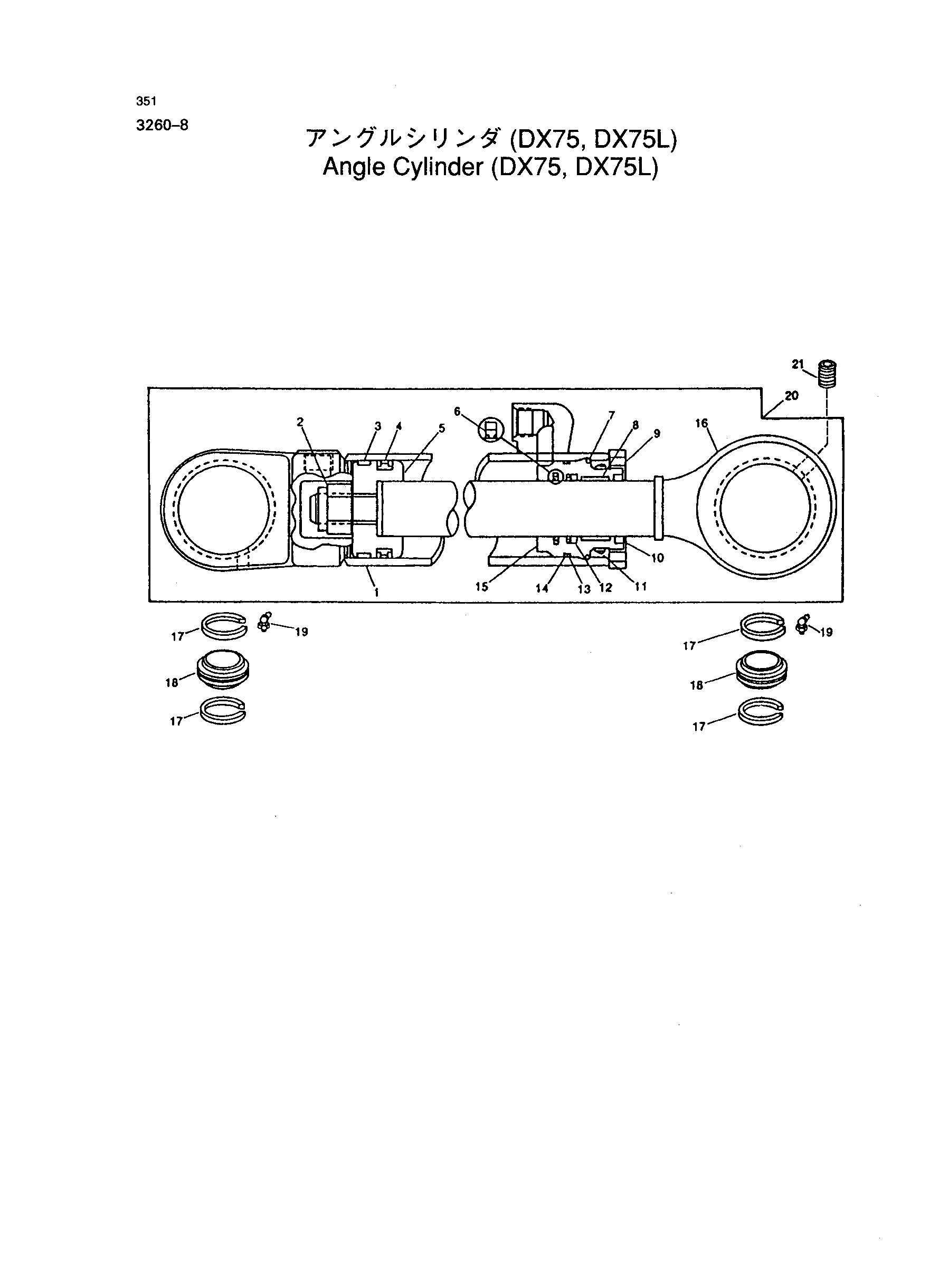 Схема Угол гидроцилиндр (DX75, DX75L) HITACHI DX75L