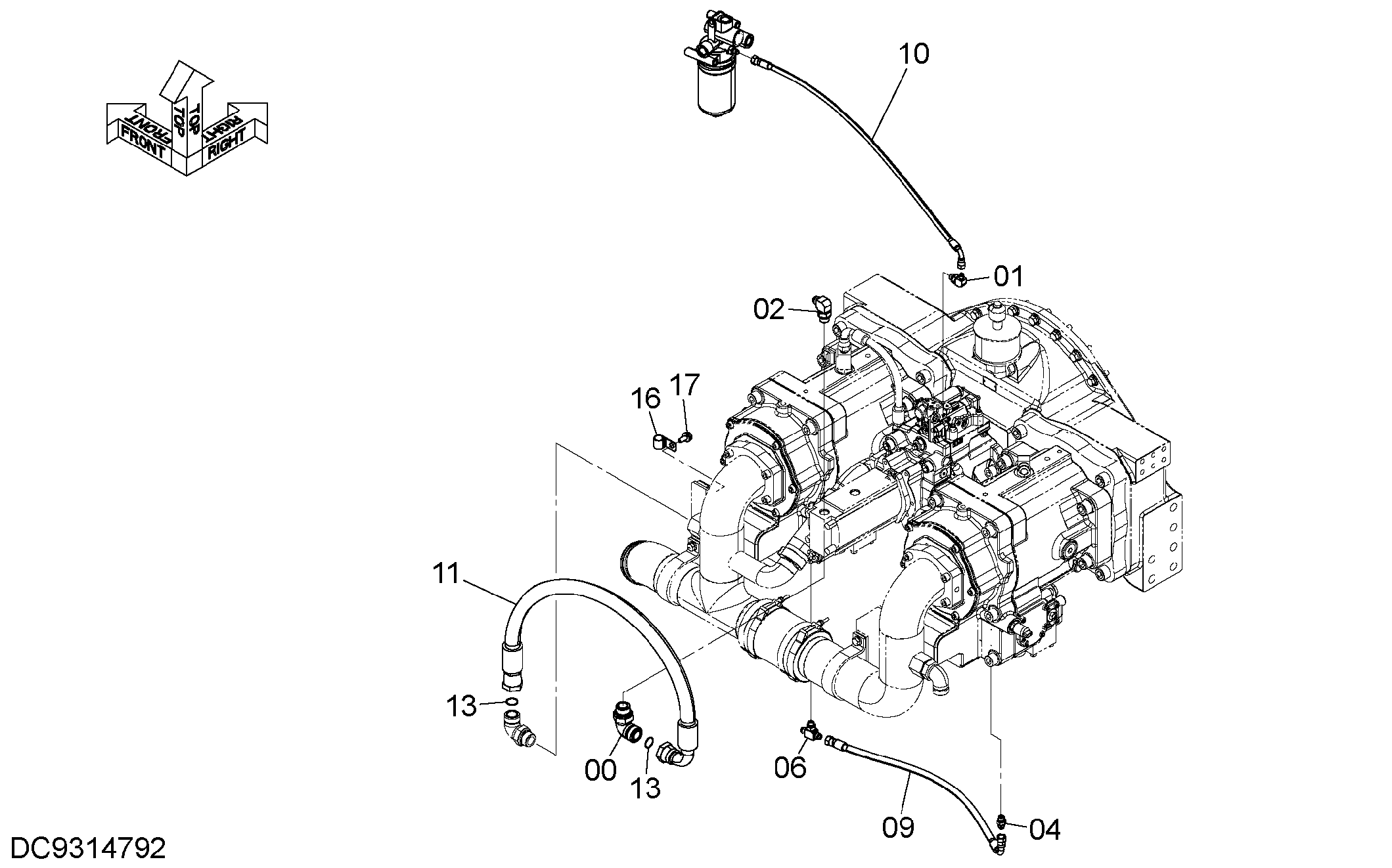 Схема Пилотные гидролинии (1) HITACHI ZX670LCH-5B