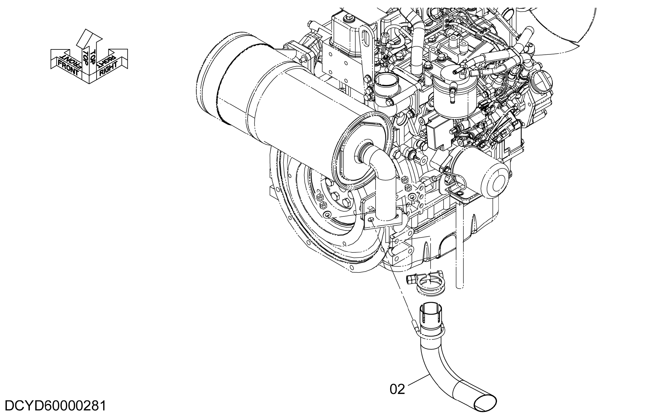 Схема Довнвард глушитель детали HITACHI ZX35U-5A