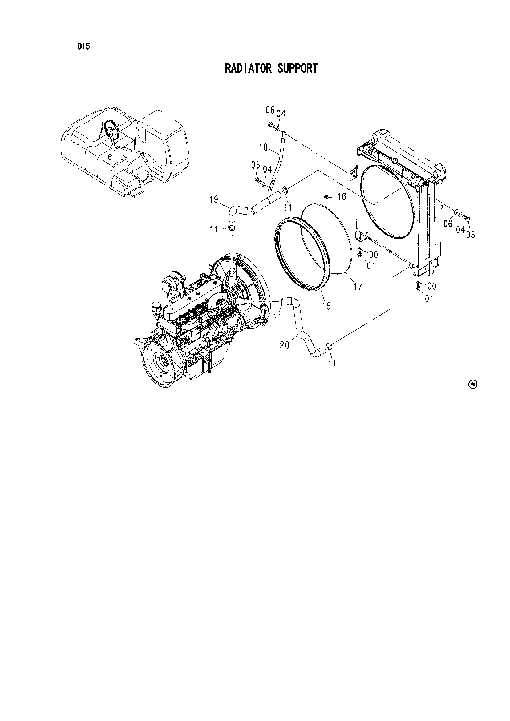 Схема Опора радиатора HITACHI IZX210F