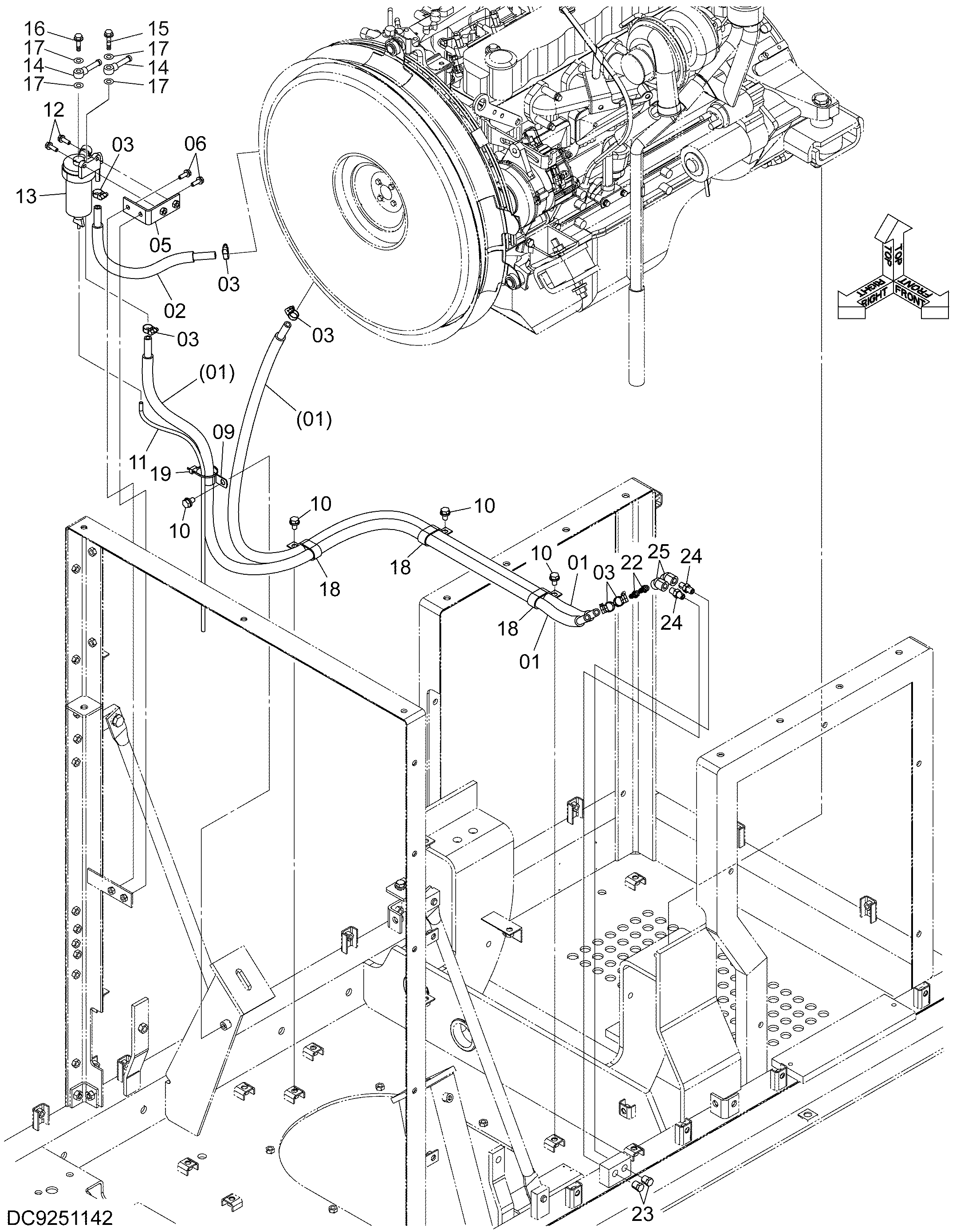 Схема Топливные трубопроводы HITACHI HU230-A