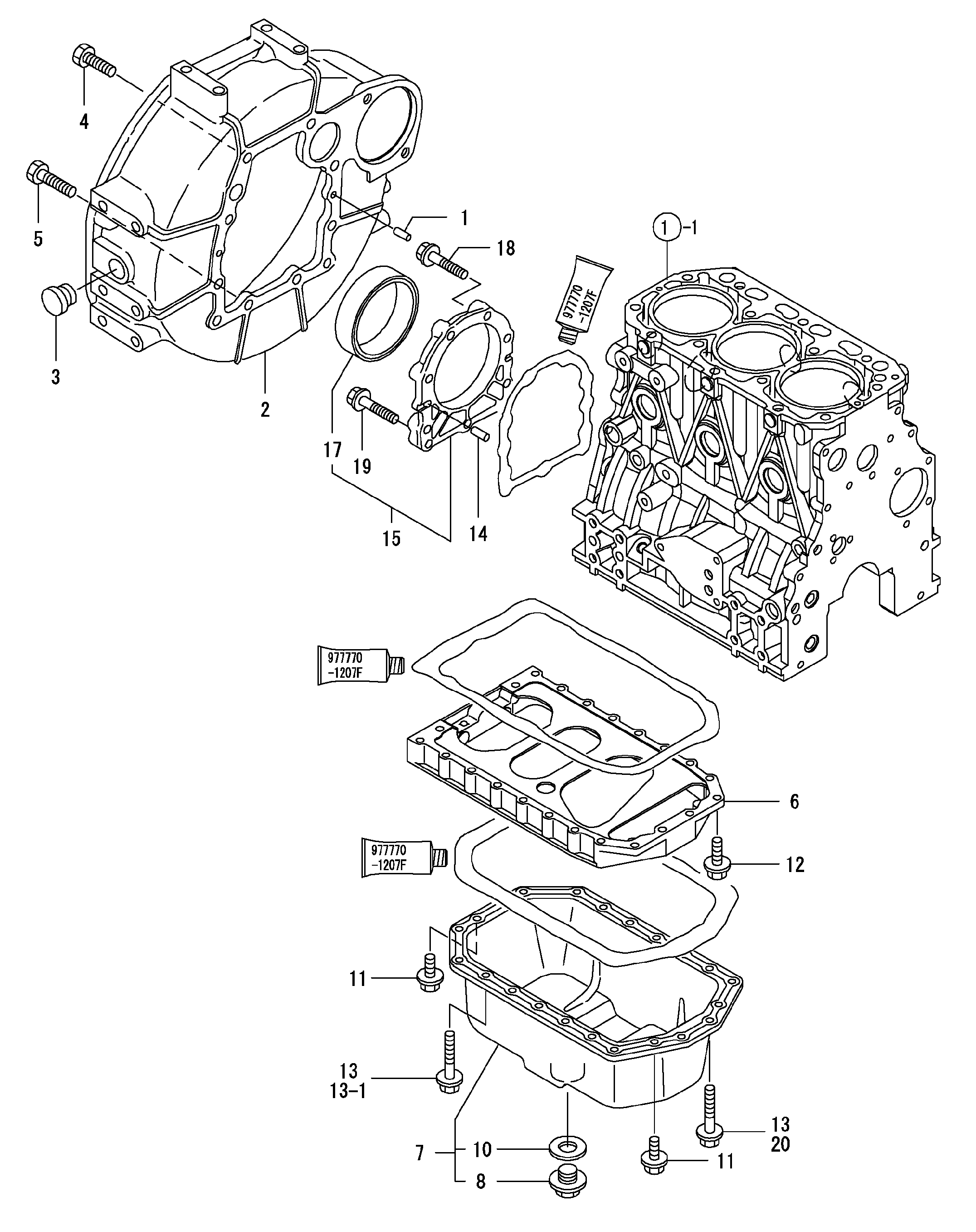 Схема Кожух маховика, масляный сумп HITACHI ZX27U-3F