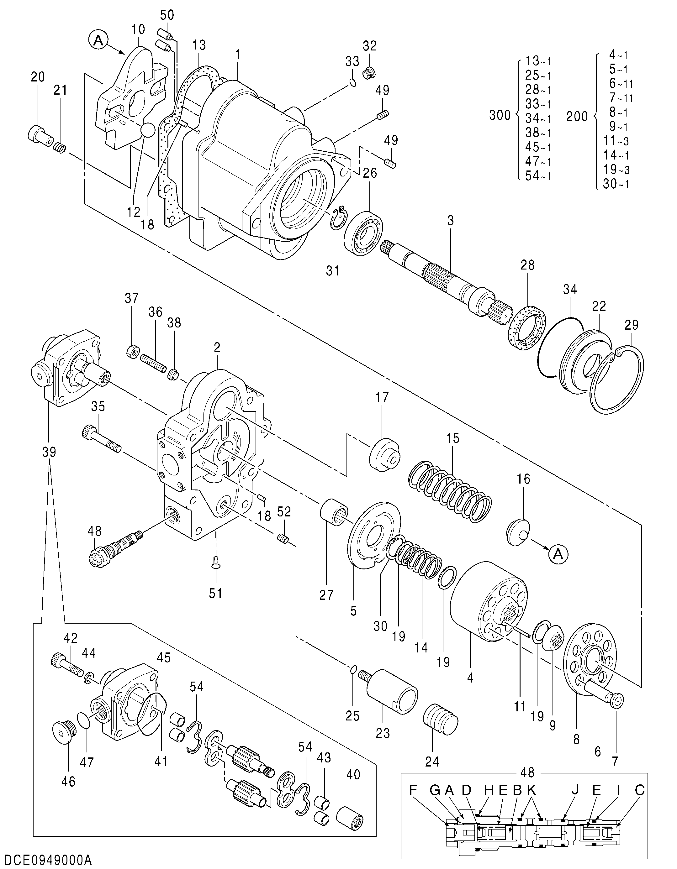 Схема Поршневой насос HITACHI ZX40U-5A
