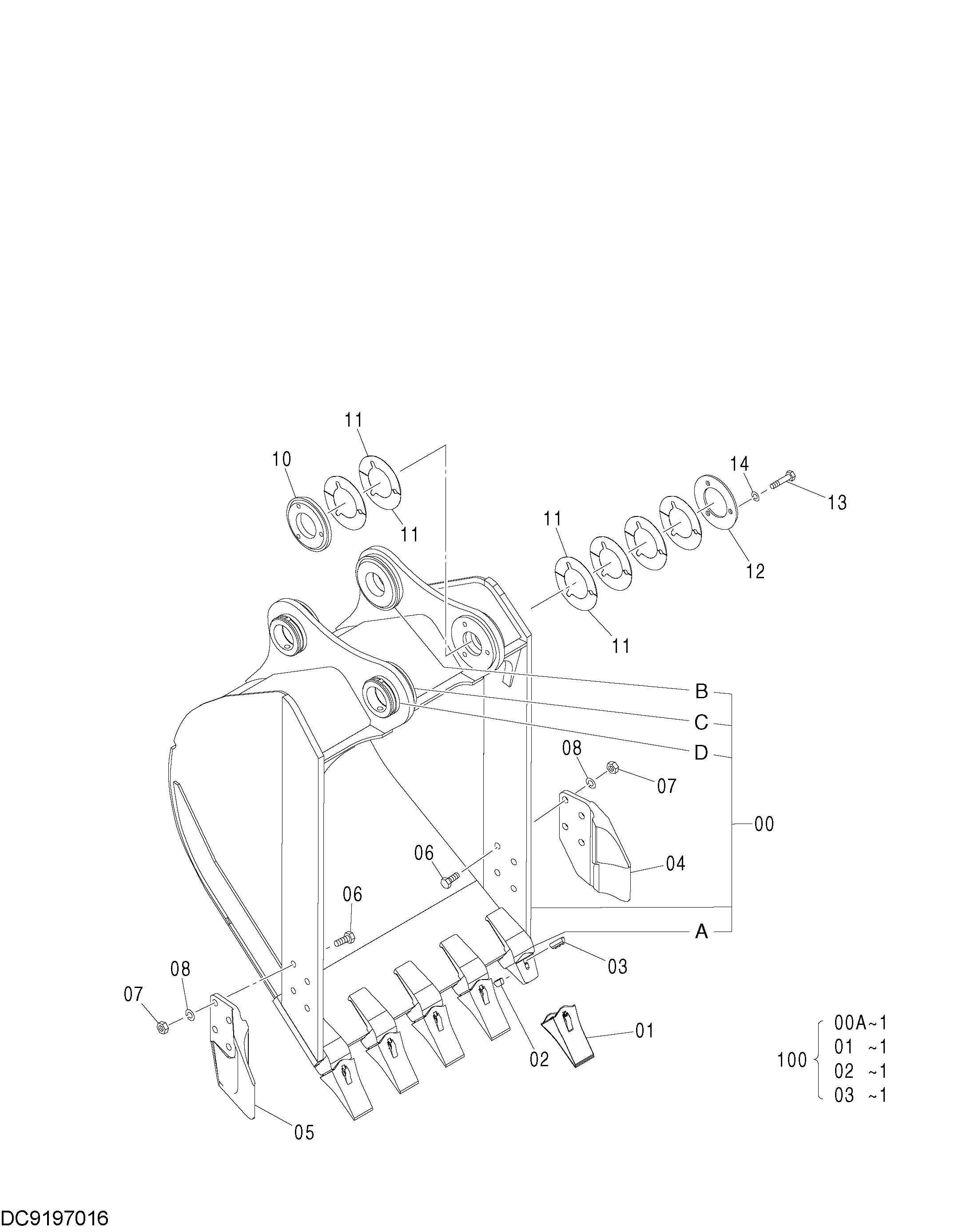 Схема Ковш (JIS 94) HITACHI ZX160