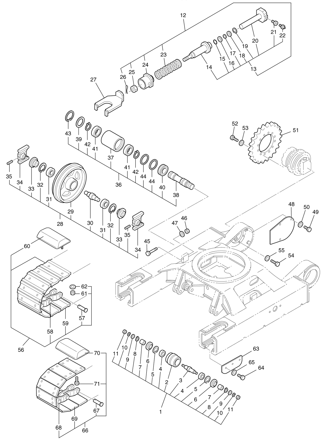 Схема Гусеничная рама (1) HITACHI TX40UR-3