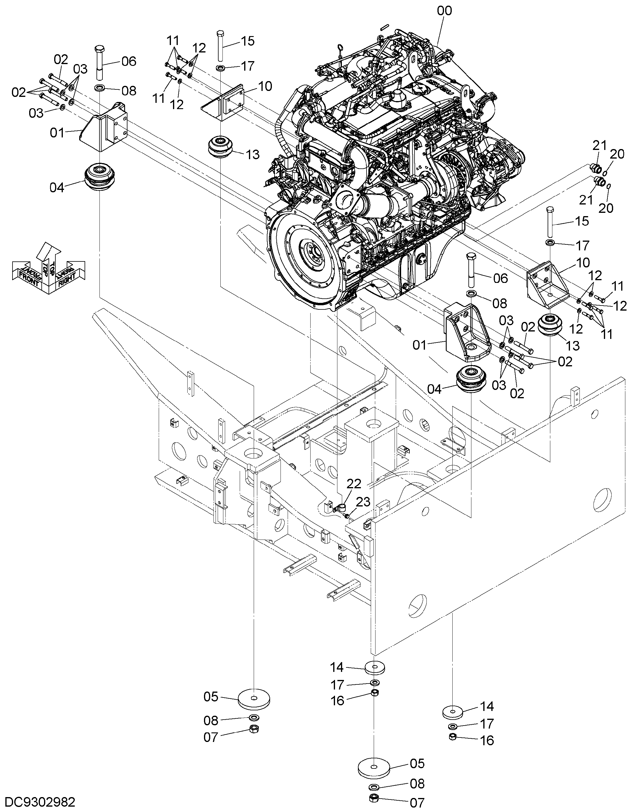 Схема Опора двигателя HITACHI ZX470LCH-5B