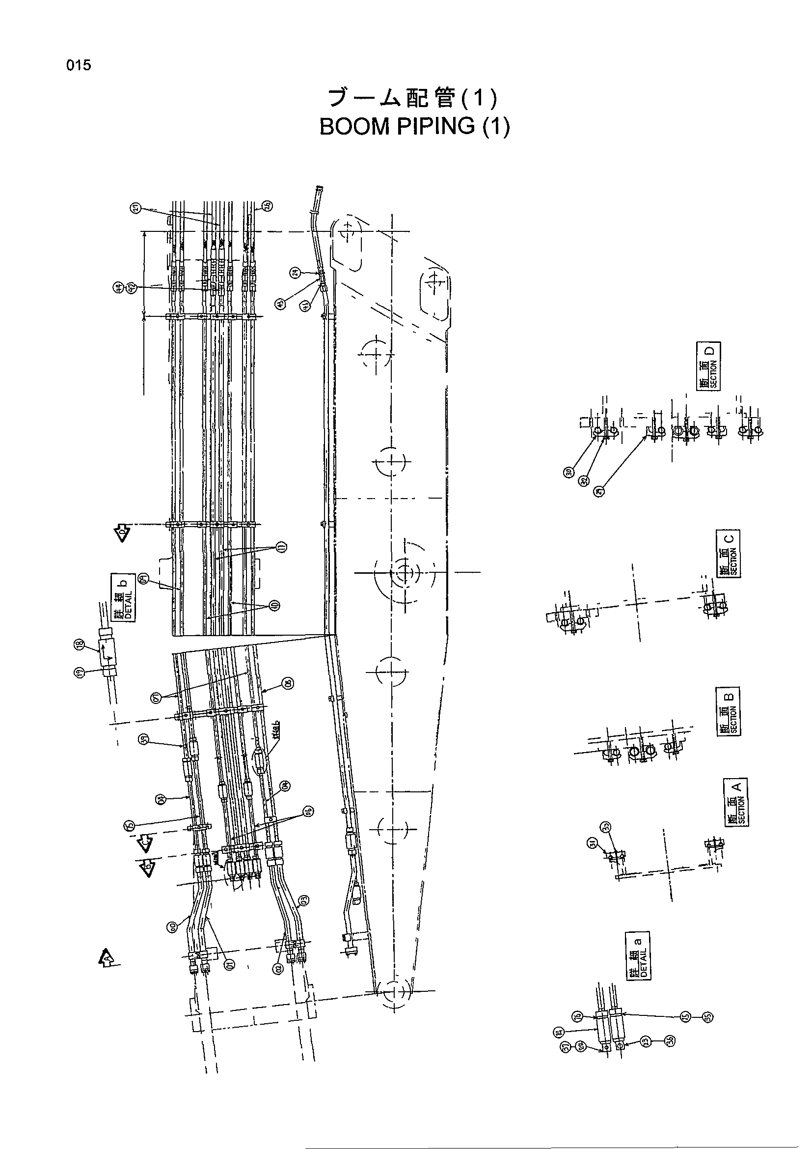 Схема Стрела трубопроводы (1) HITACHI EX400-5
