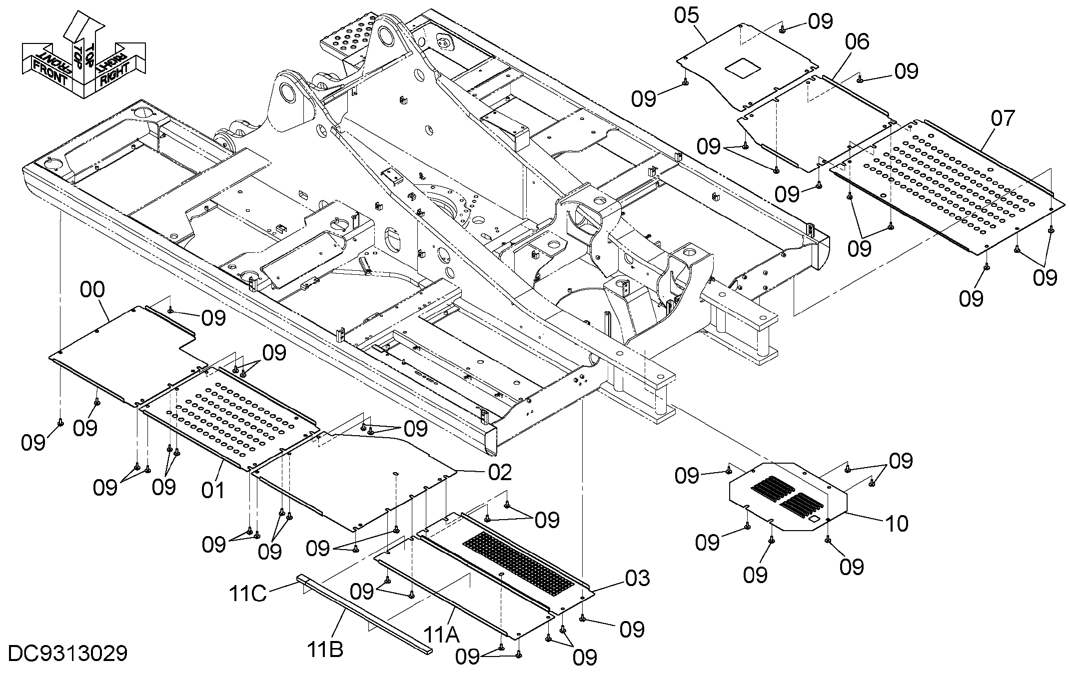 Схема Нижняя защита (t=1.6mm) HITACHI ZX250LC-5B