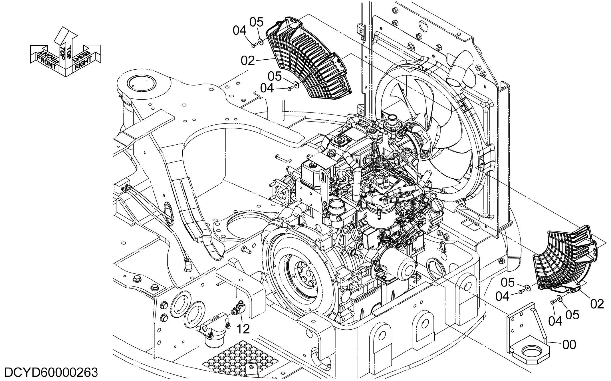 Схема Двигатель детали (без кондиционер) HITACHI ZX30U-5A