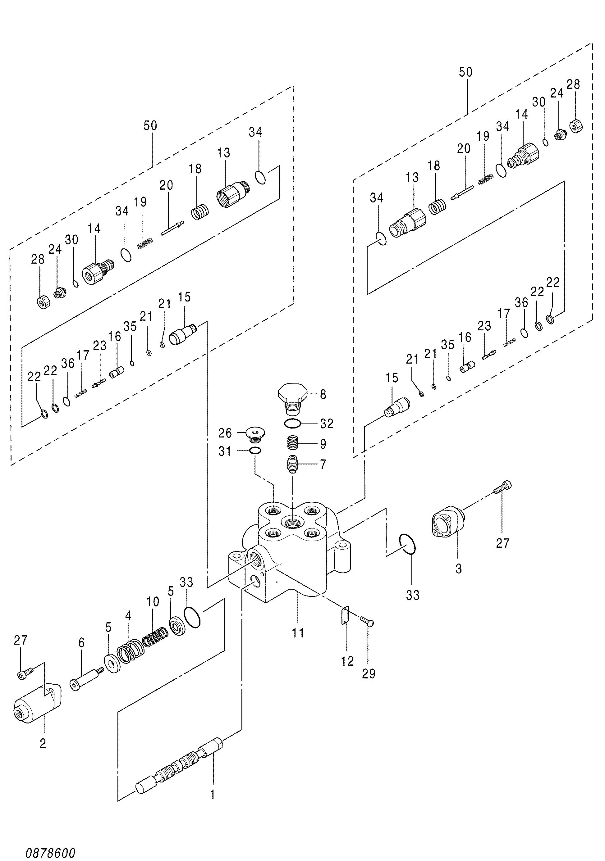 Схема Гидрораспределитель (вспомогательный) HITACHI ZX145W-3
