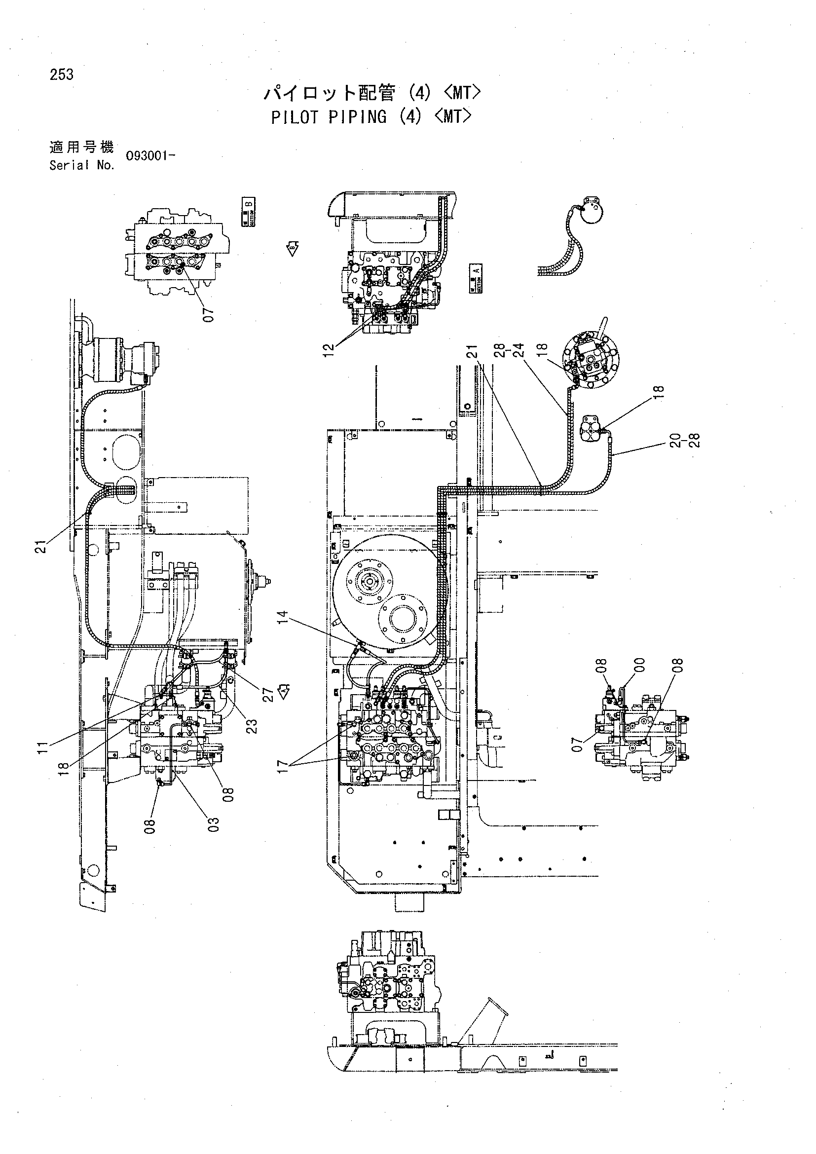 Схема Пилотные гидролинии (4) <MT> HITACHI CHR70