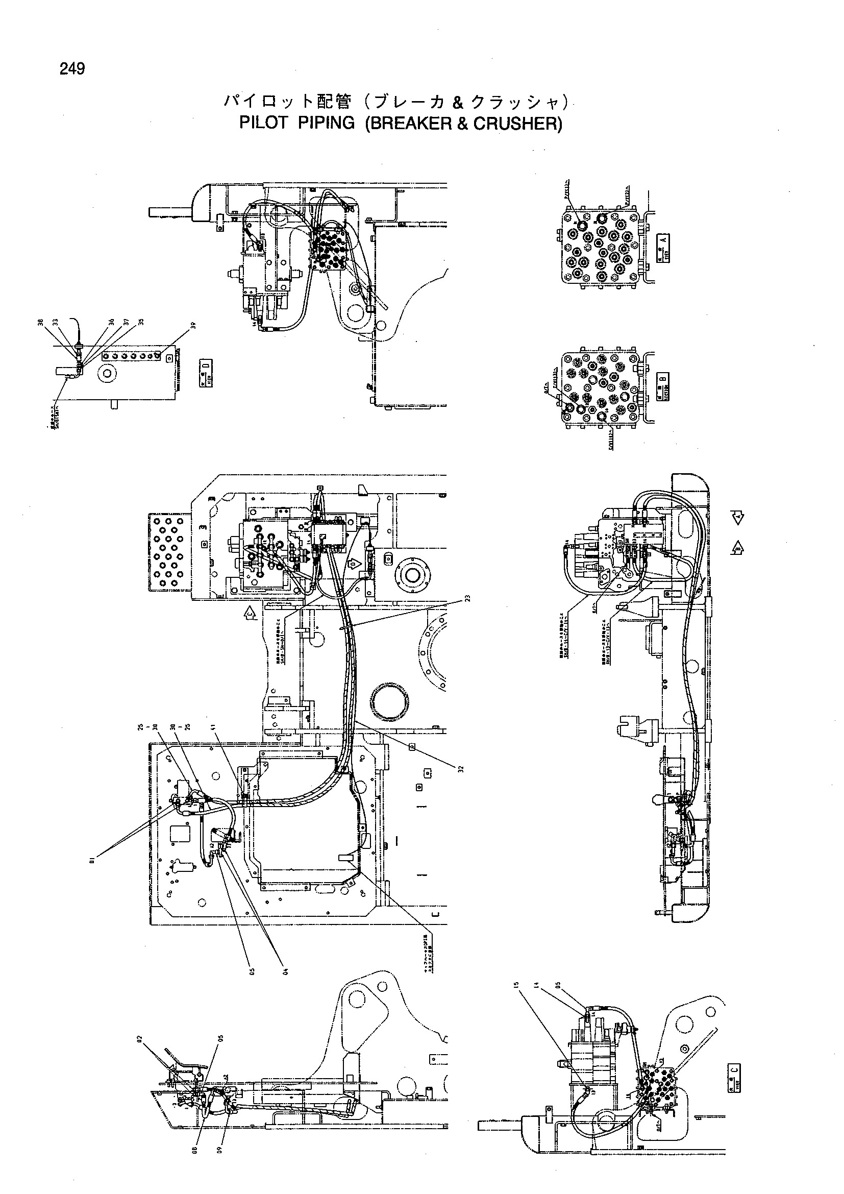 Схема Пилотные гидролинии (гидромолот и гидроножницы) HITACHI ZX160