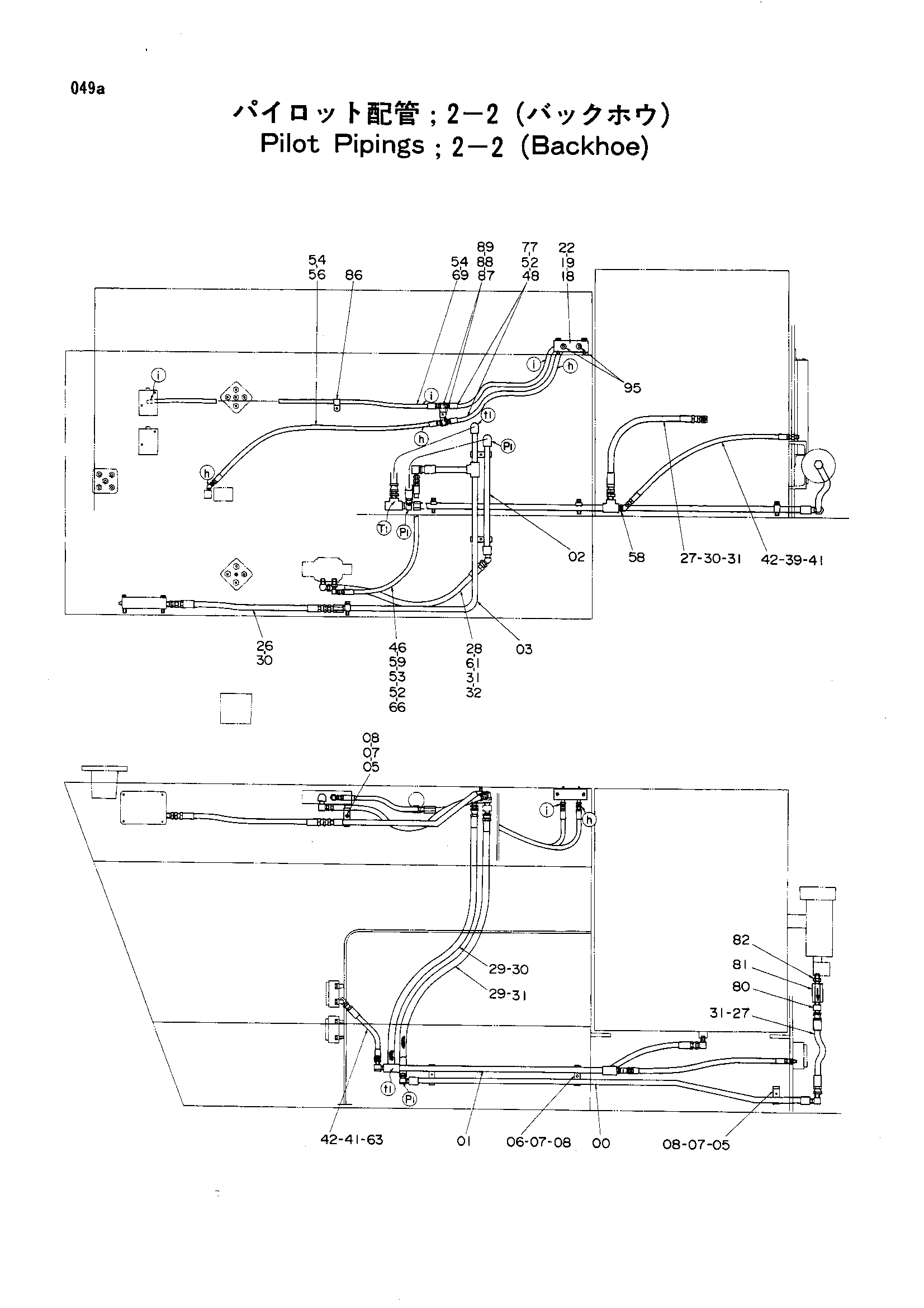 Схема Пилотный трубопроводы 2-2 (экскаватор) HITACHI EX1000
