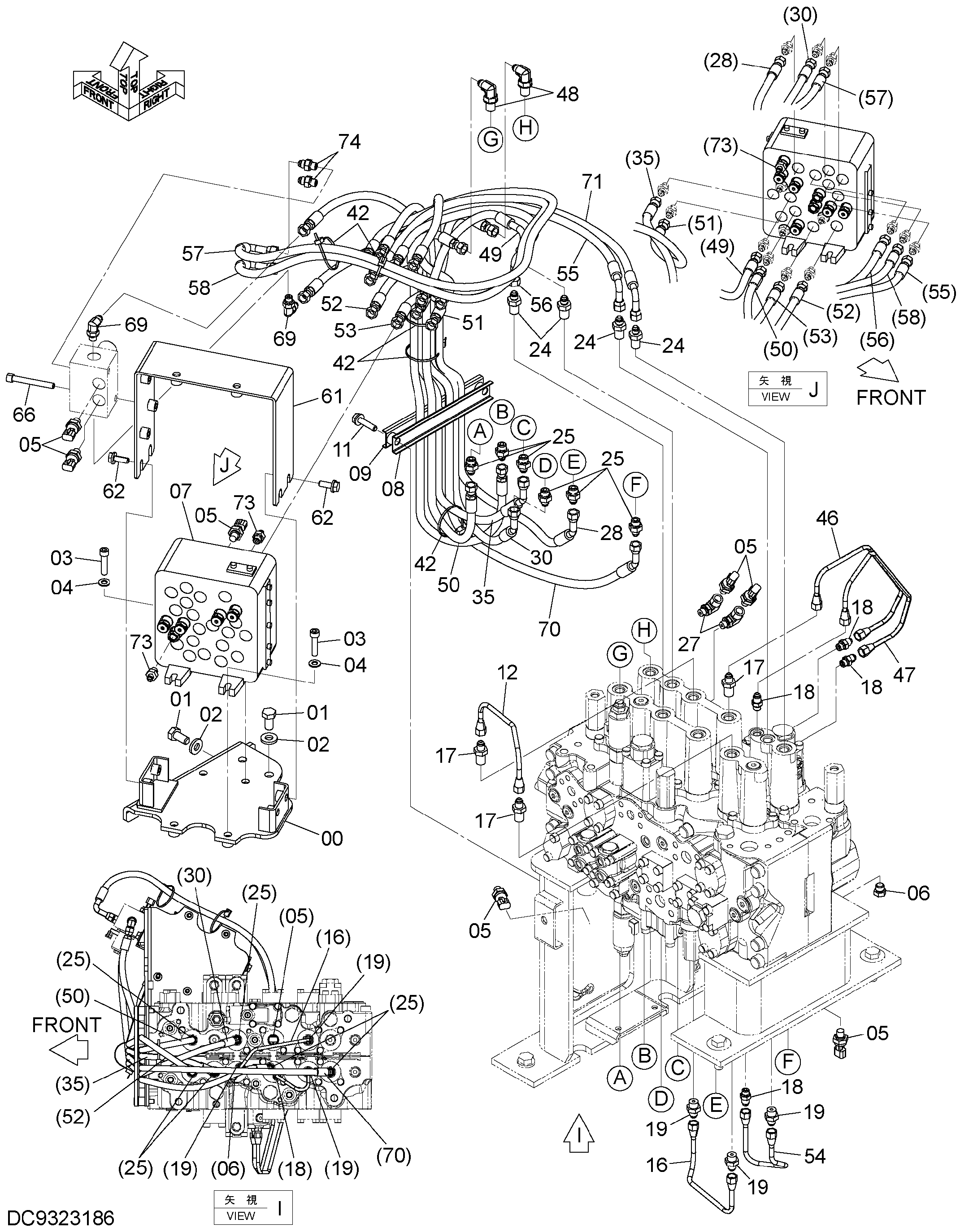 Схема Пилотные гидролинии (4) HITACHI ZH200LC-A